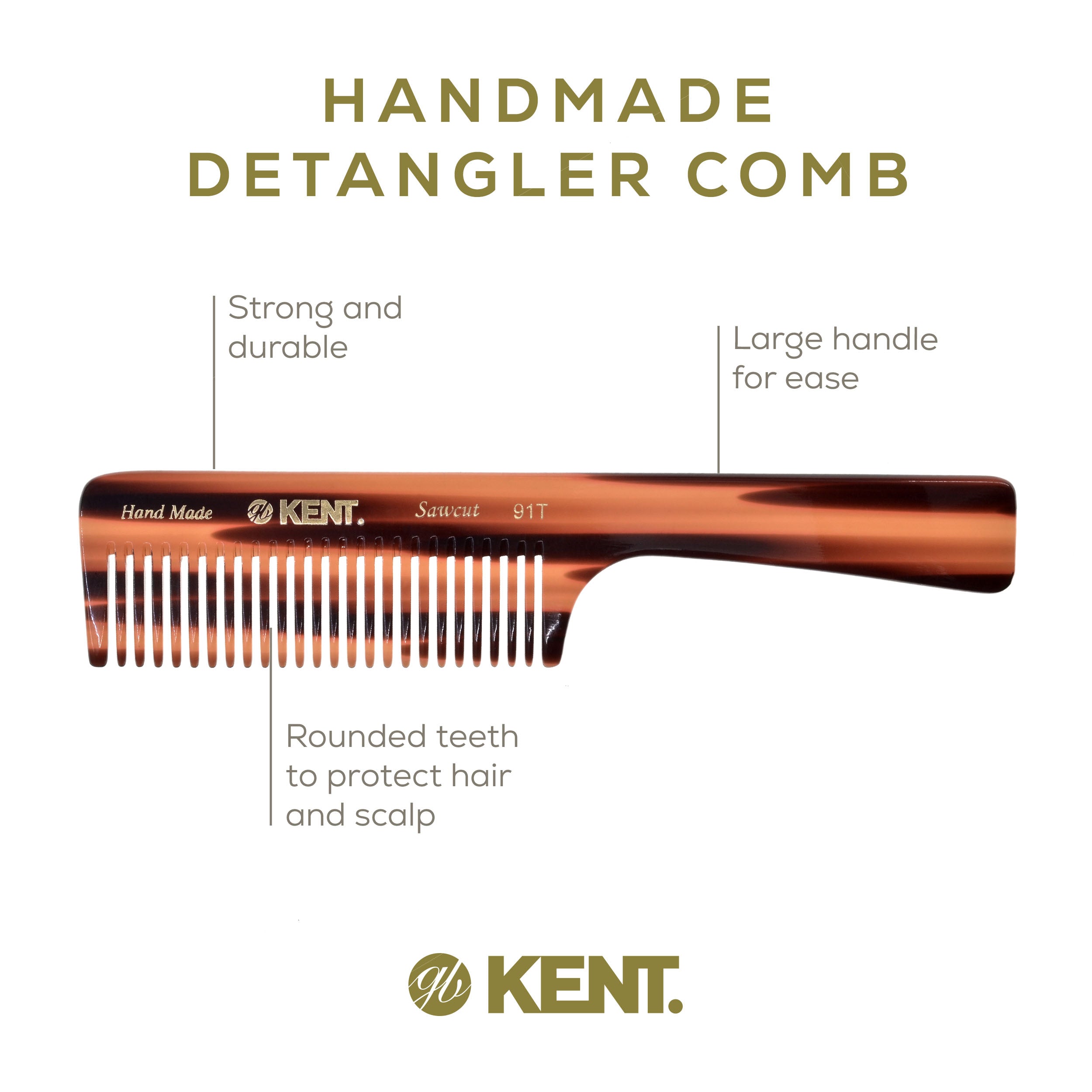 7.5" Wide Tooth Detangler Comb with Handle