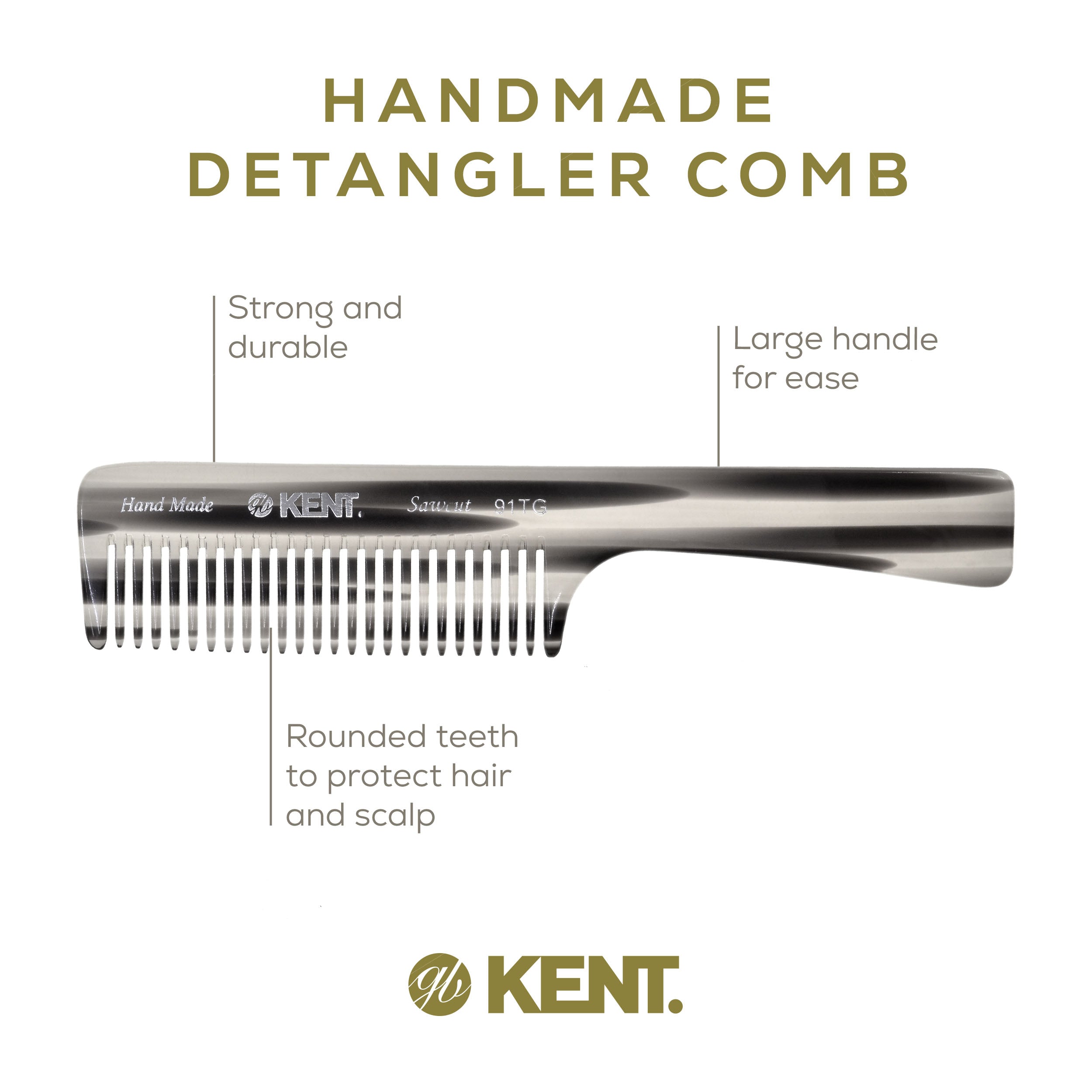 7.5" Wide Tooth Detangler Comb with Handle