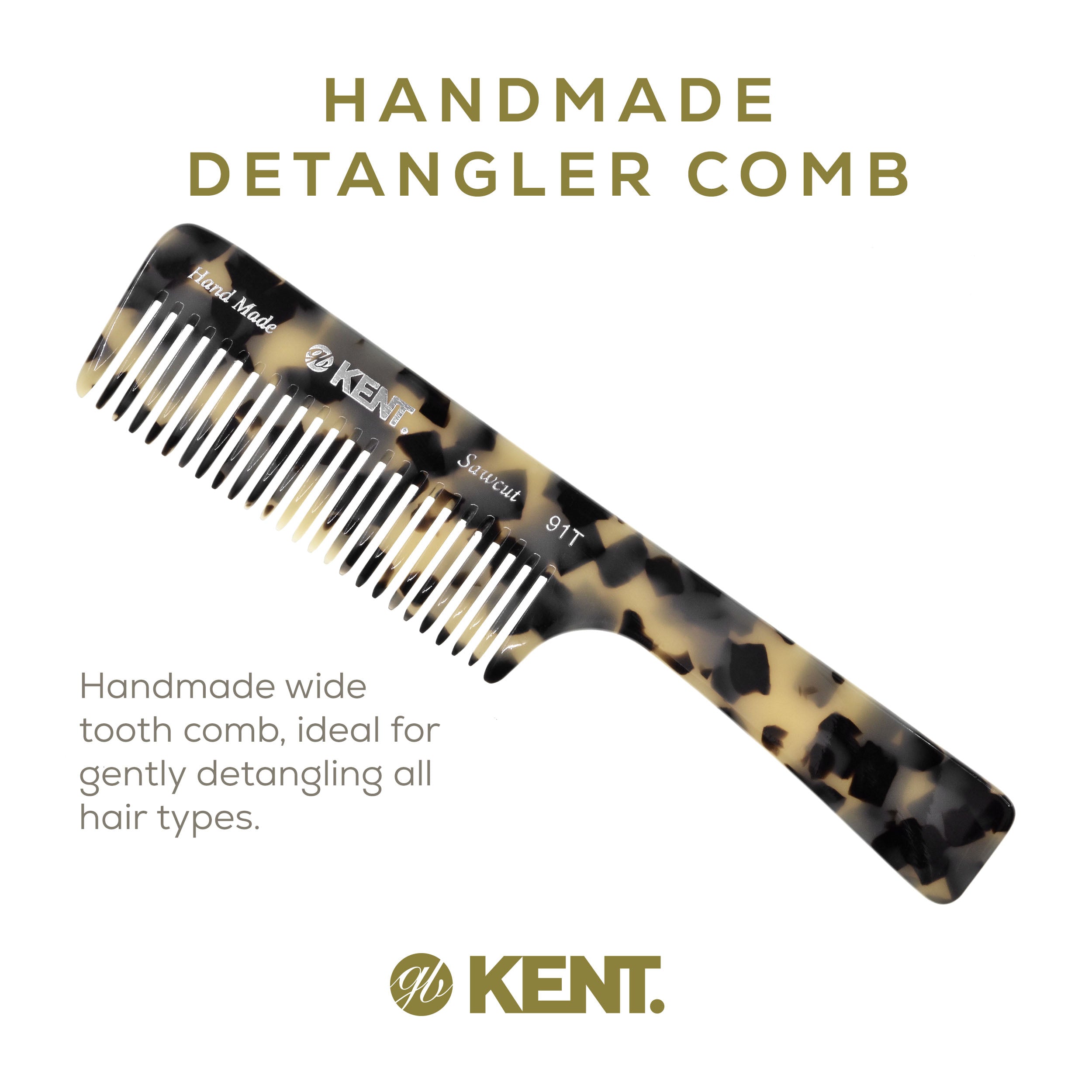 7.5" Wide Tooth Detangler Comb with Handle