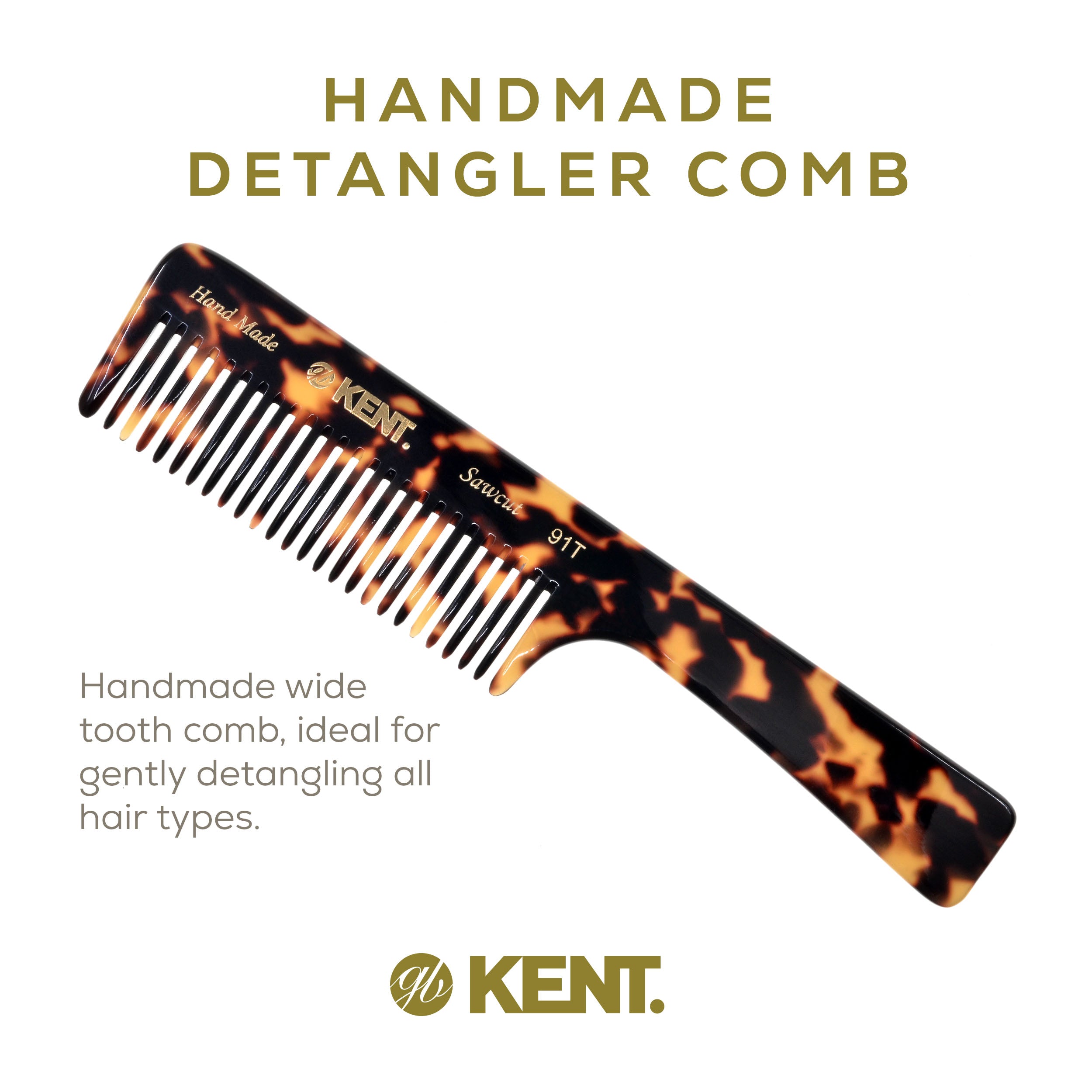 7.5" Wide Tooth Detangler Comb with Handle