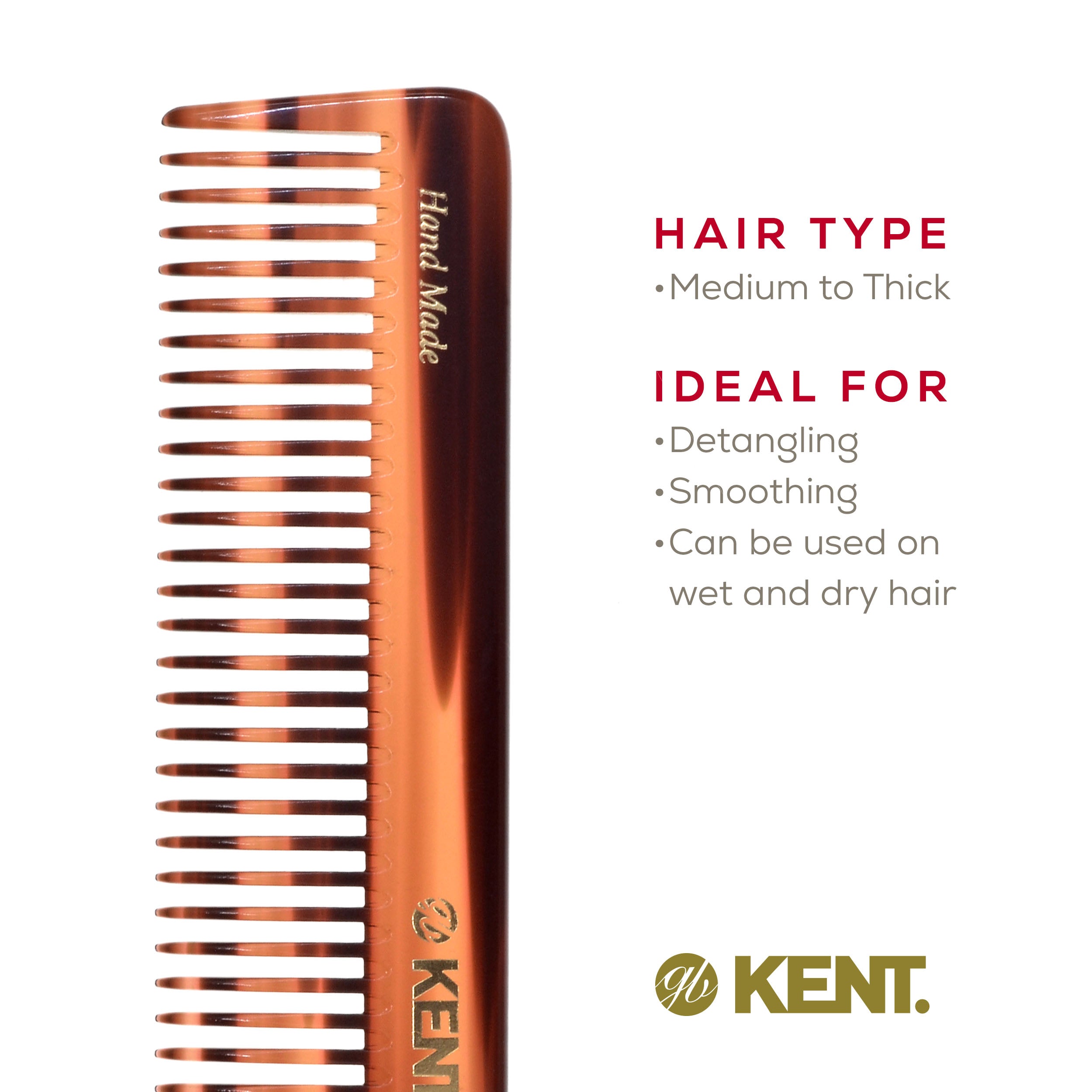 7.5" Wide Tooth Detangler Comb for Thick Hair
