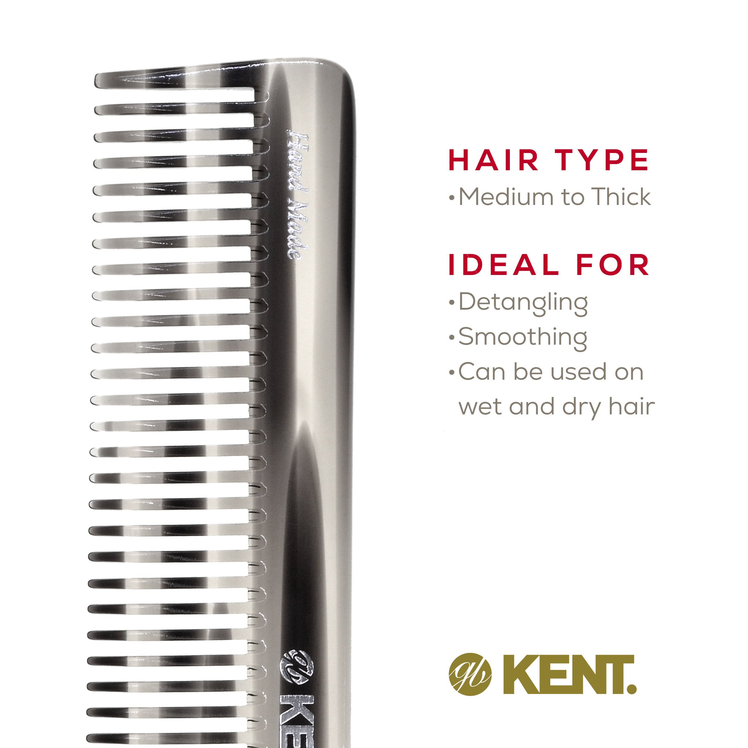 7.5" Wide Tooth Detangler Comb for Thick Hair