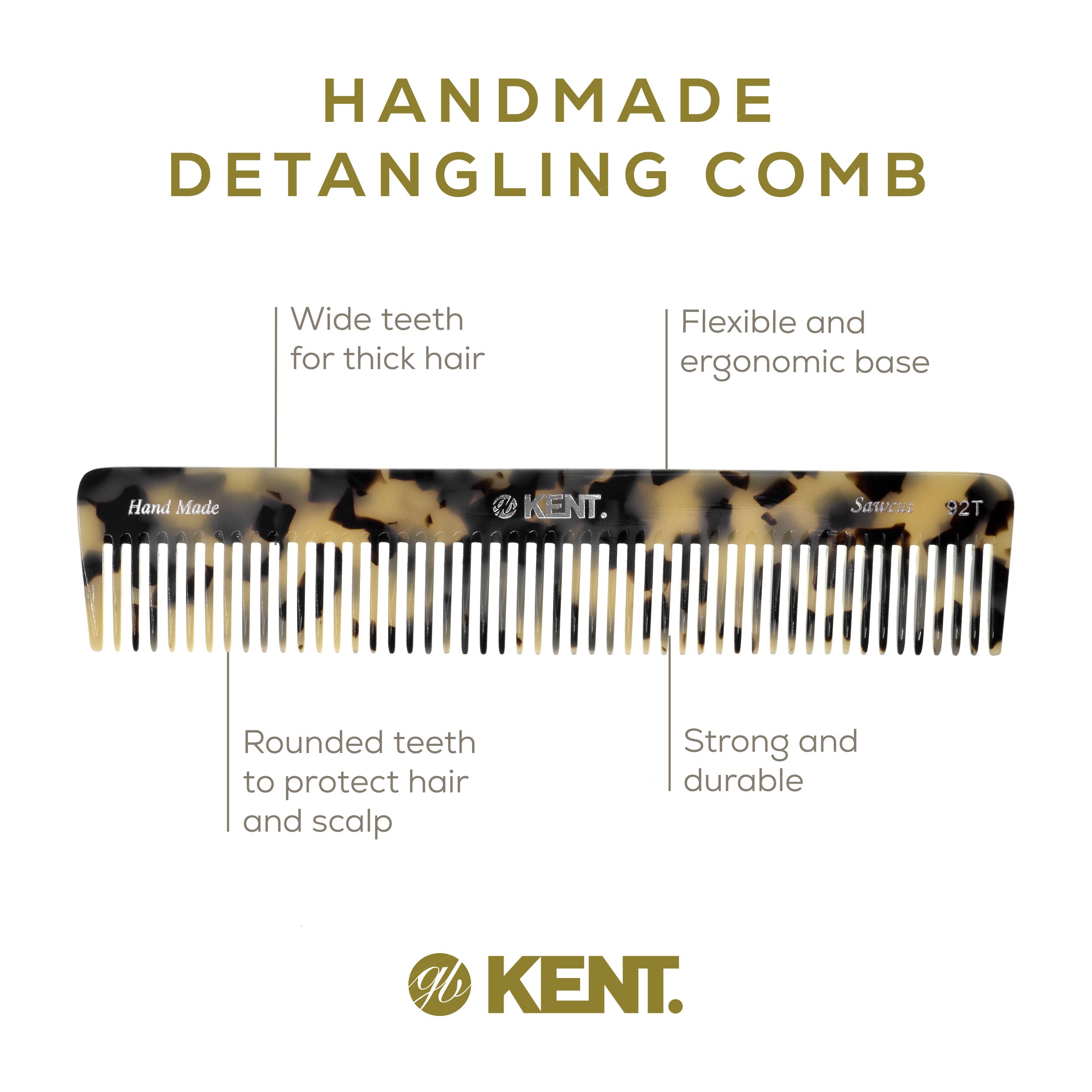 7.5" Wide Tooth Detangler Comb for Thick Hair