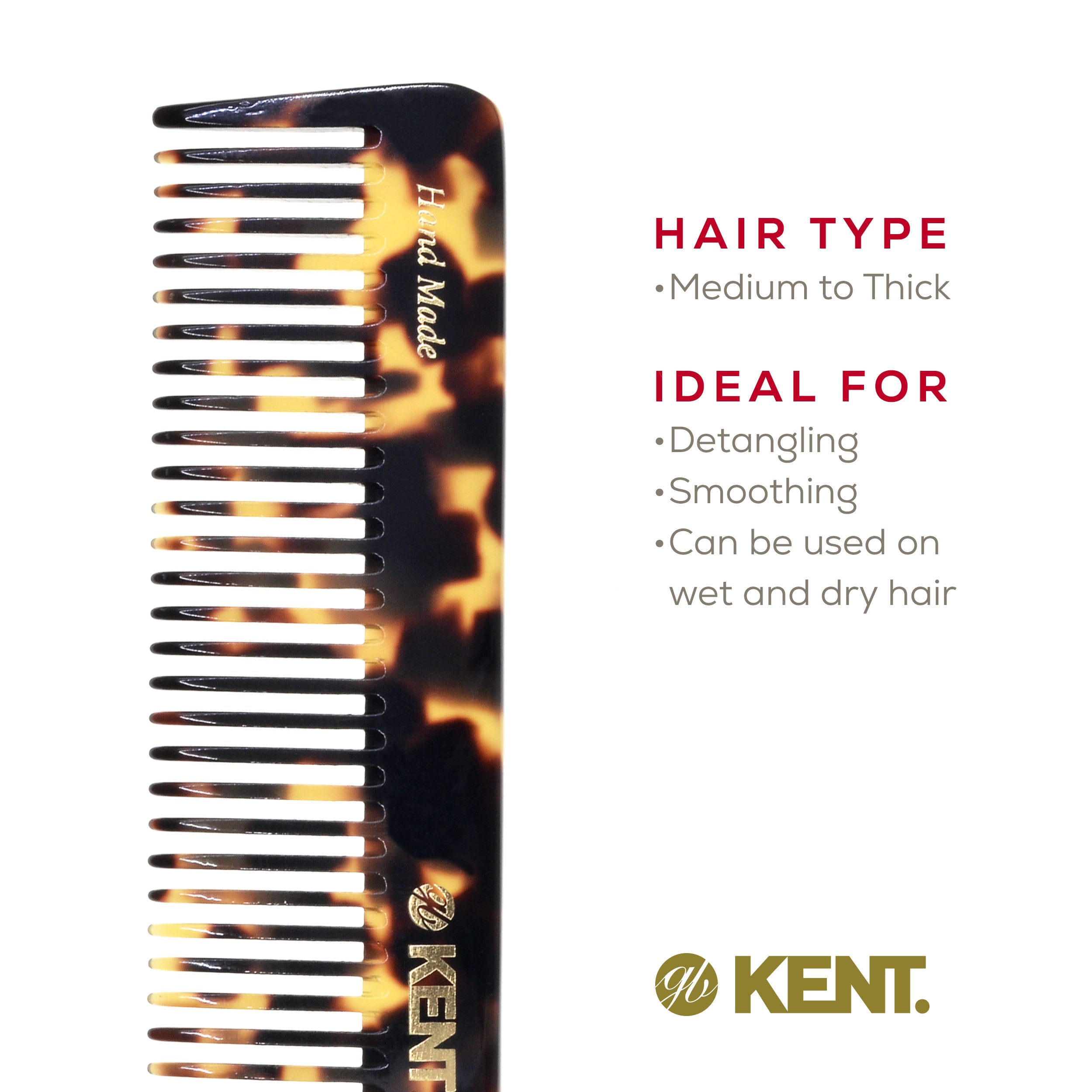 7.5" Wide Tooth Detangler Comb for Thick Hair