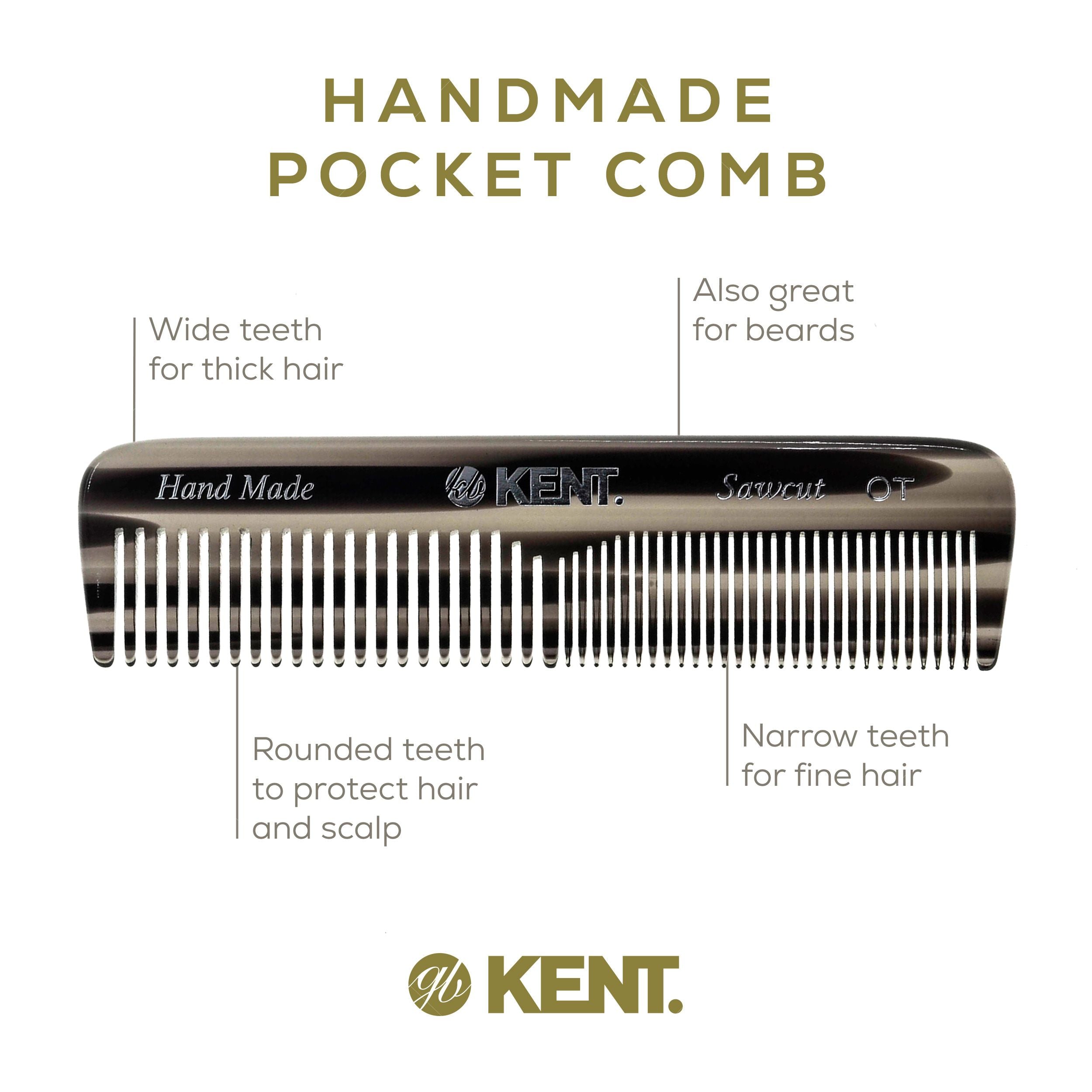 4.5" Handmade Fine and Wide Tooth Pocket Dressing Comb