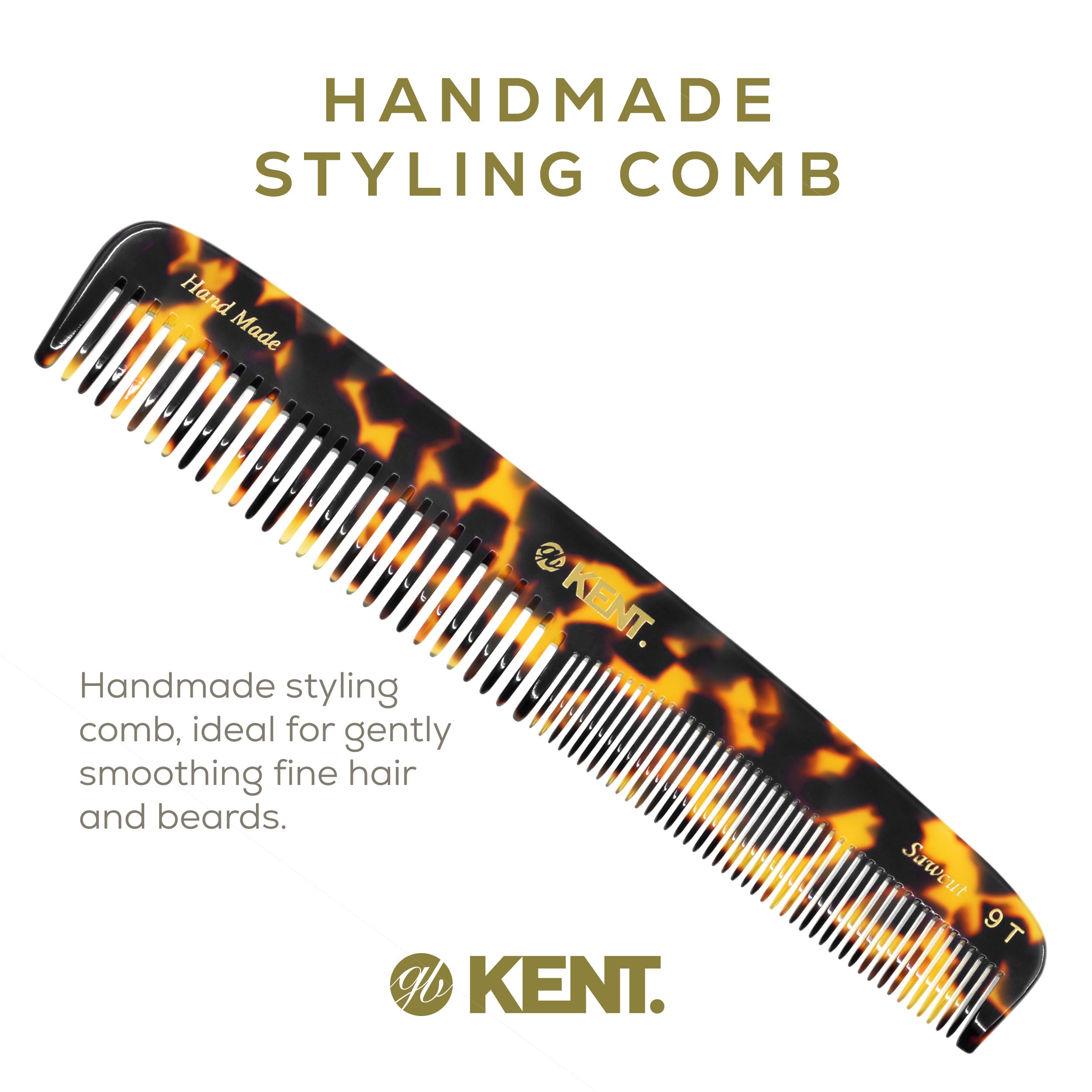 7.5" Handmade Fine and Wide Tooth Tapered Dressing Comb