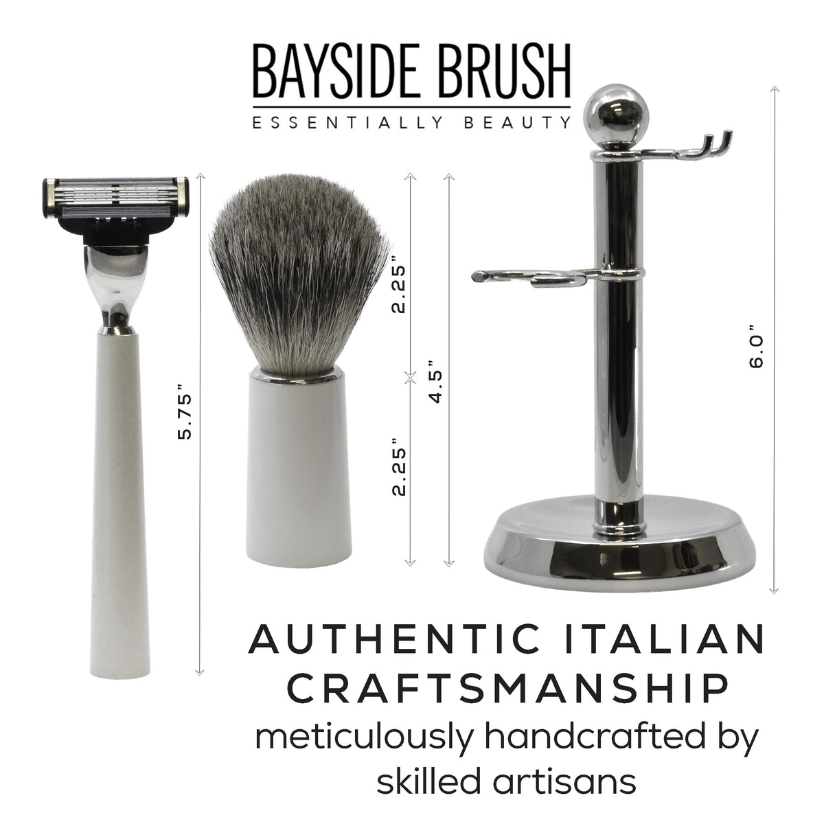 Italian White Resin Shaving Set & Mach3-Compatible Razor