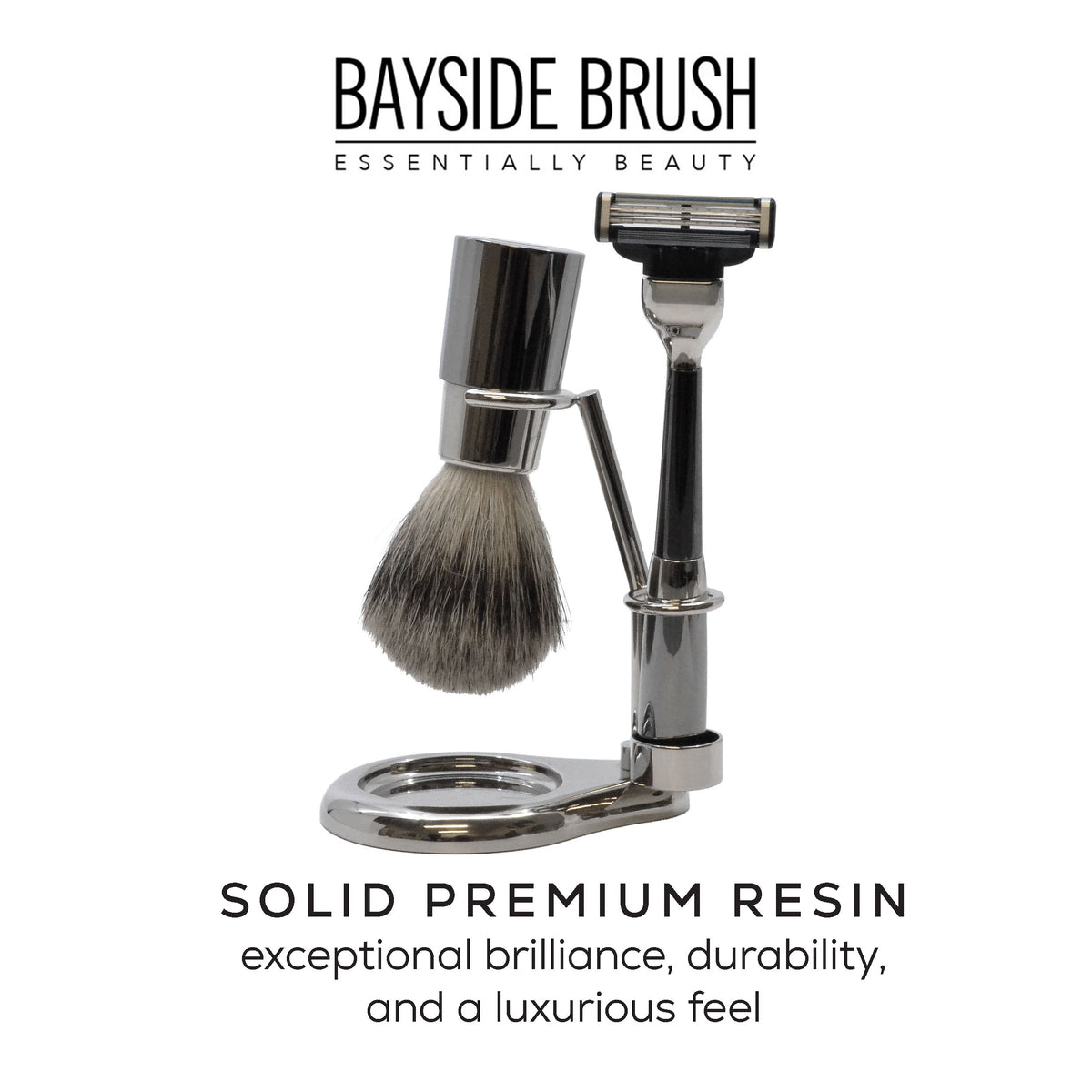 Italian Chrome & Silver 3-Piece Shaving Set