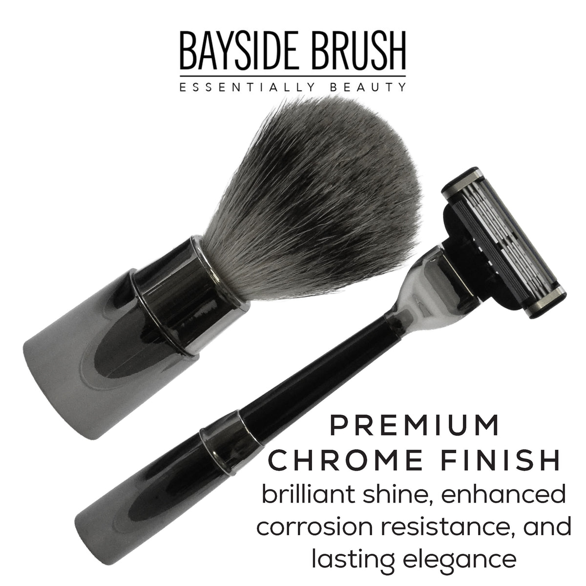 Italian Chrome & Silver 3-Piece Shaving Set