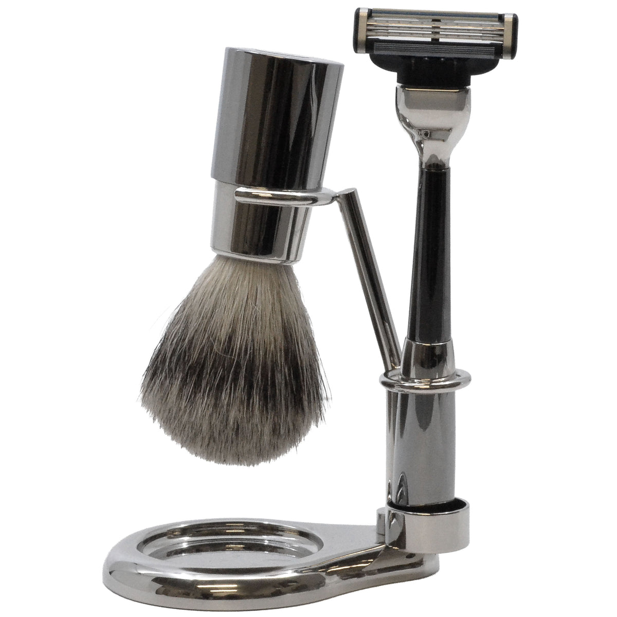 Italian Chrome & Silver 3-Piece Shaving Set