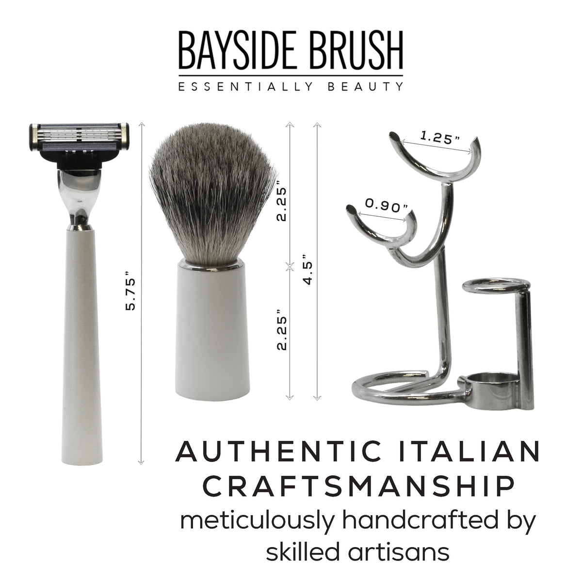 Italian White Resin Shaving Set & Mach3-Compatible Razor