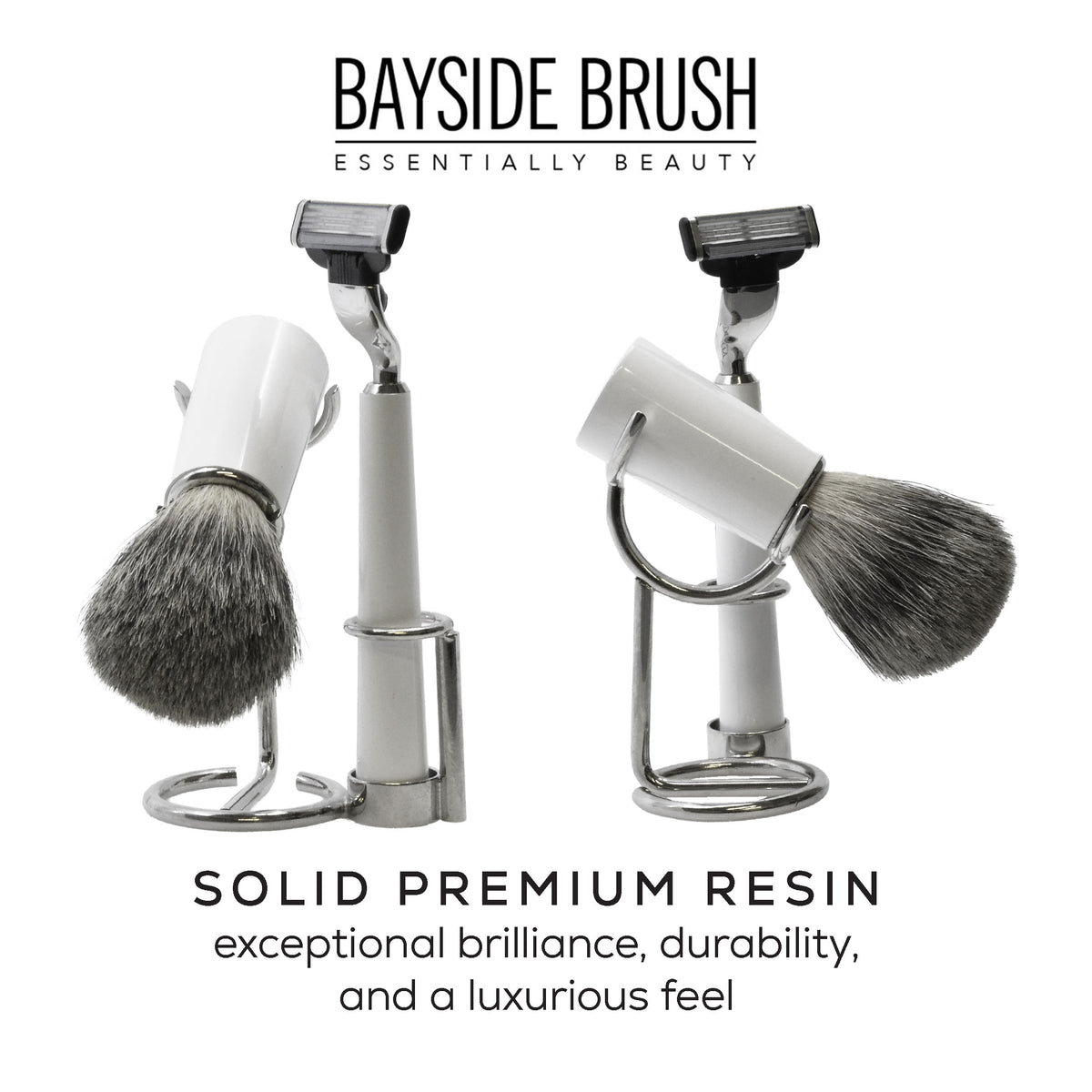 Italian White Resin Shaving Set & Mach3-Compatible Razor