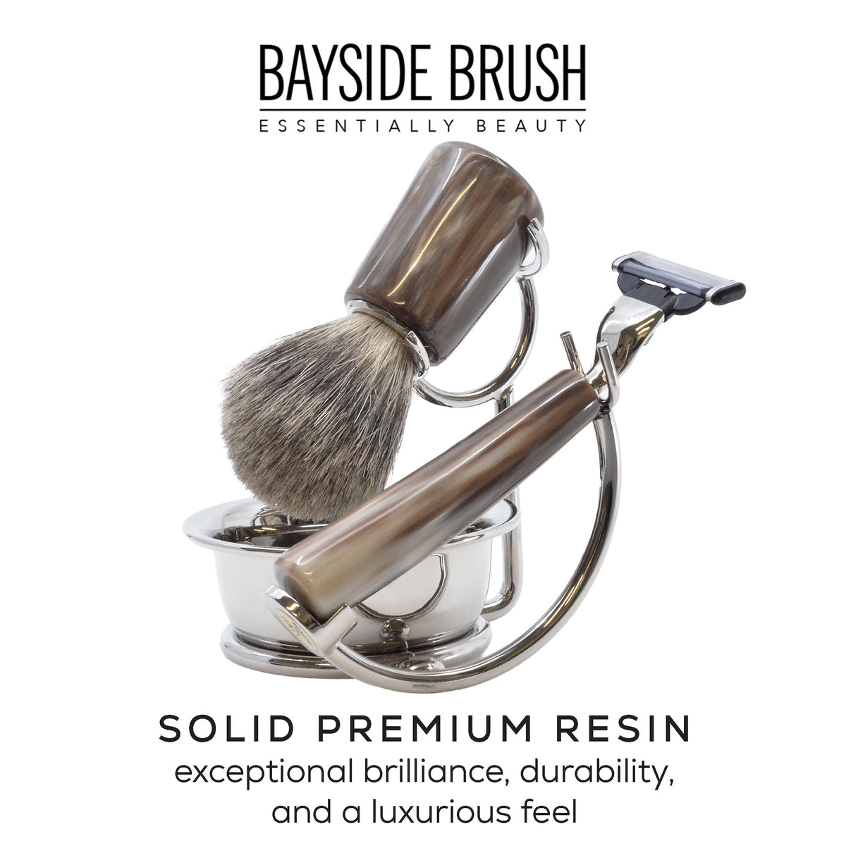 Italian Horn Resin 4-Piece Shaving Set