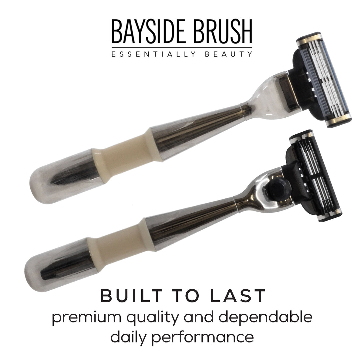 Italian Ivory & Silver Chrome Mach3-Compatible Razor