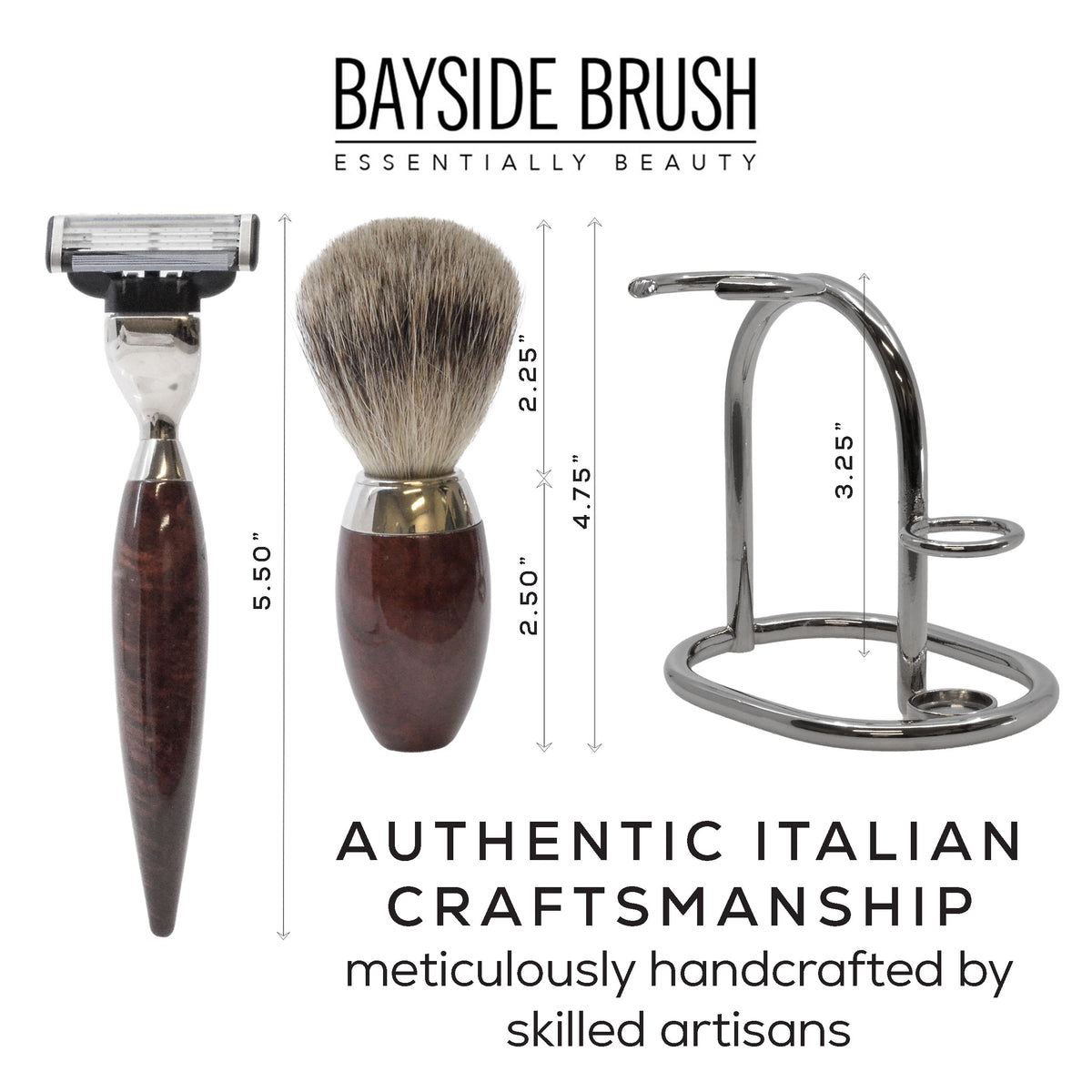 Italian Cherry Wood Resin 3-Piece Shaving Set - Portofino
