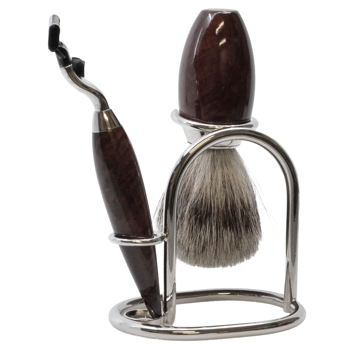 Italian Cherry Wood Resin 3-Piece Shaving Set - Portofino