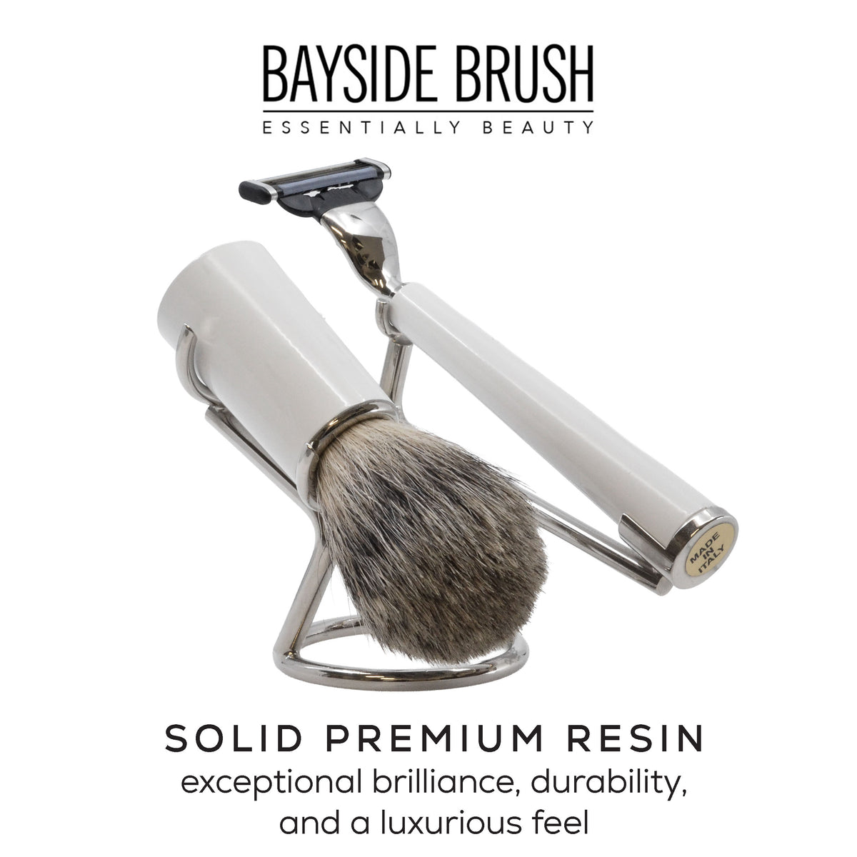 Italian White Resin 3-Piece Shaving Set
