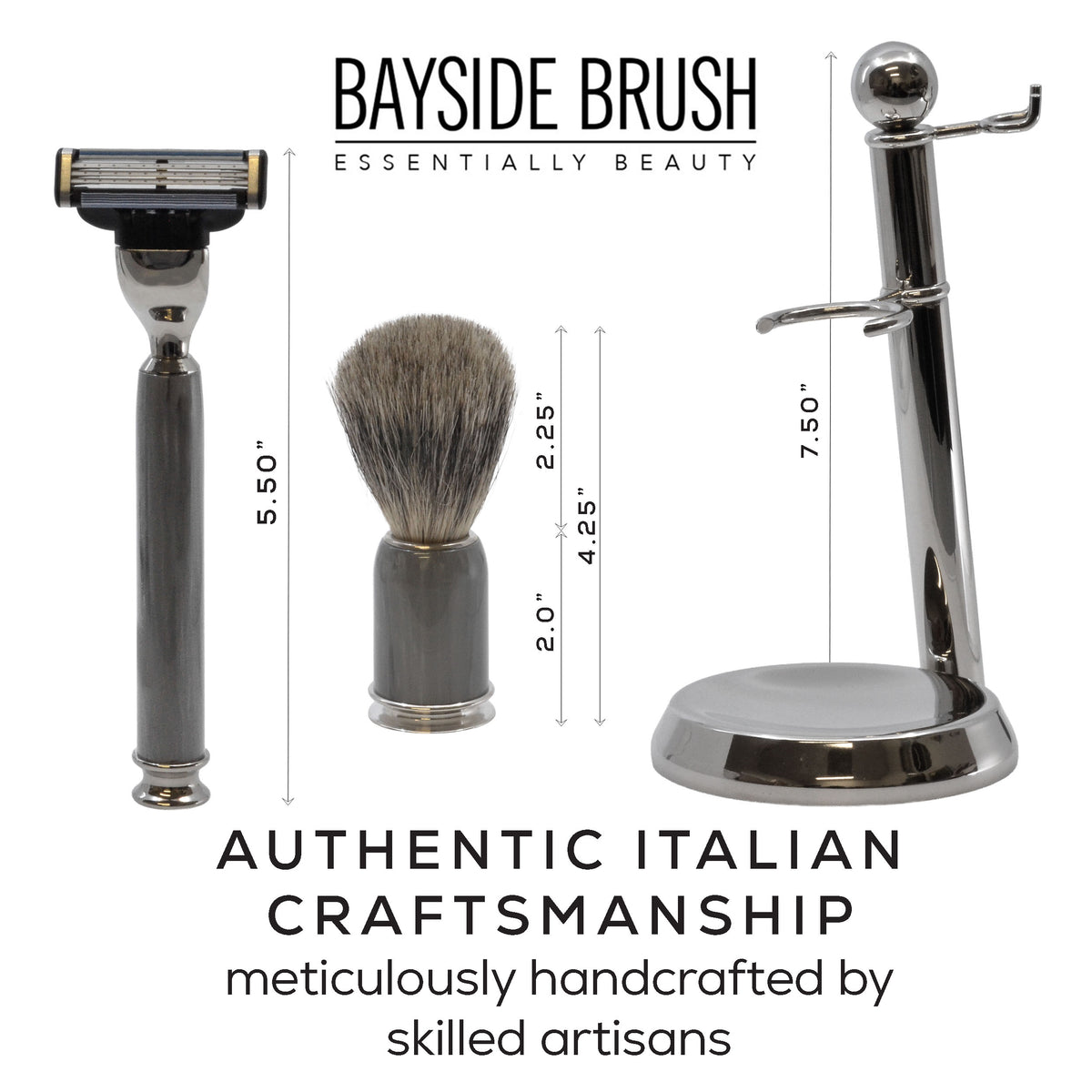 Italian Gray Resin 3-Piece Shaving Set