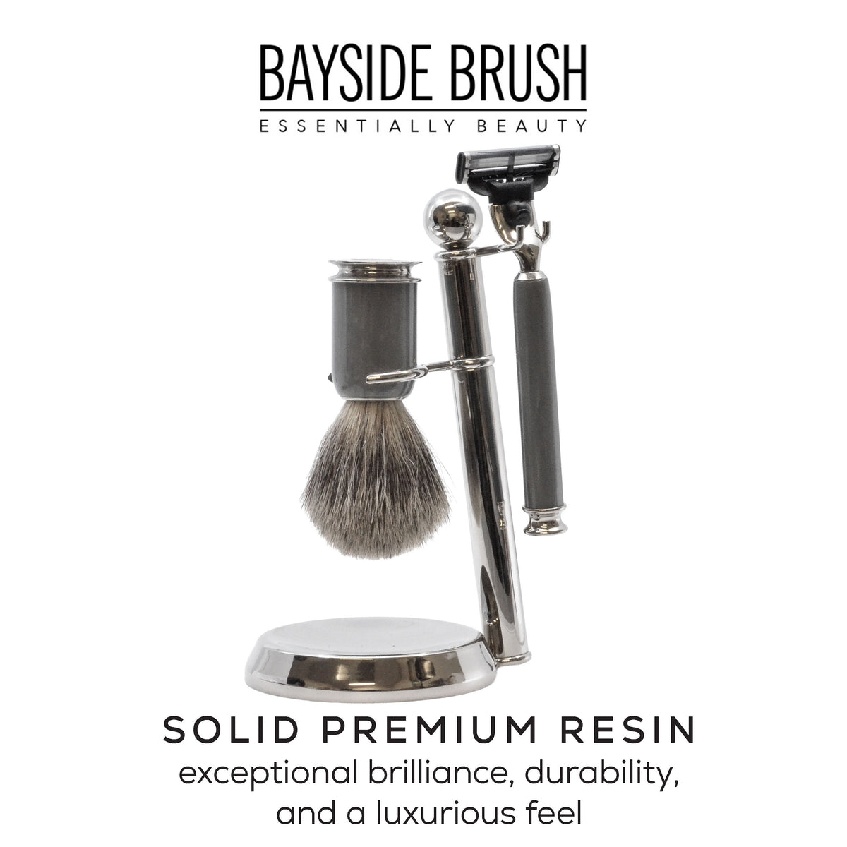 Italian Gray Resin 3-Piece Shaving Set
