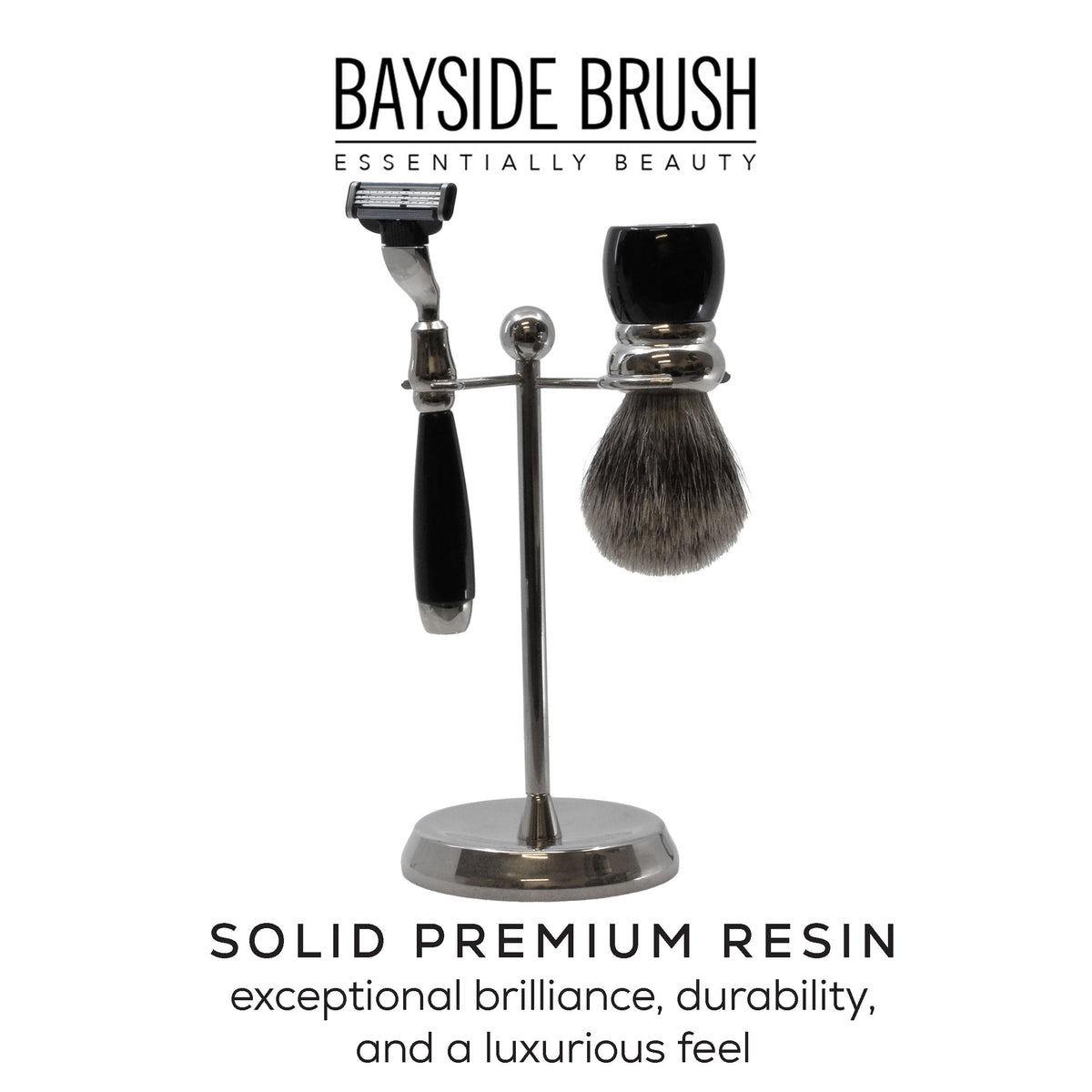 Italian Black Resin 3-Piece Shaving Set