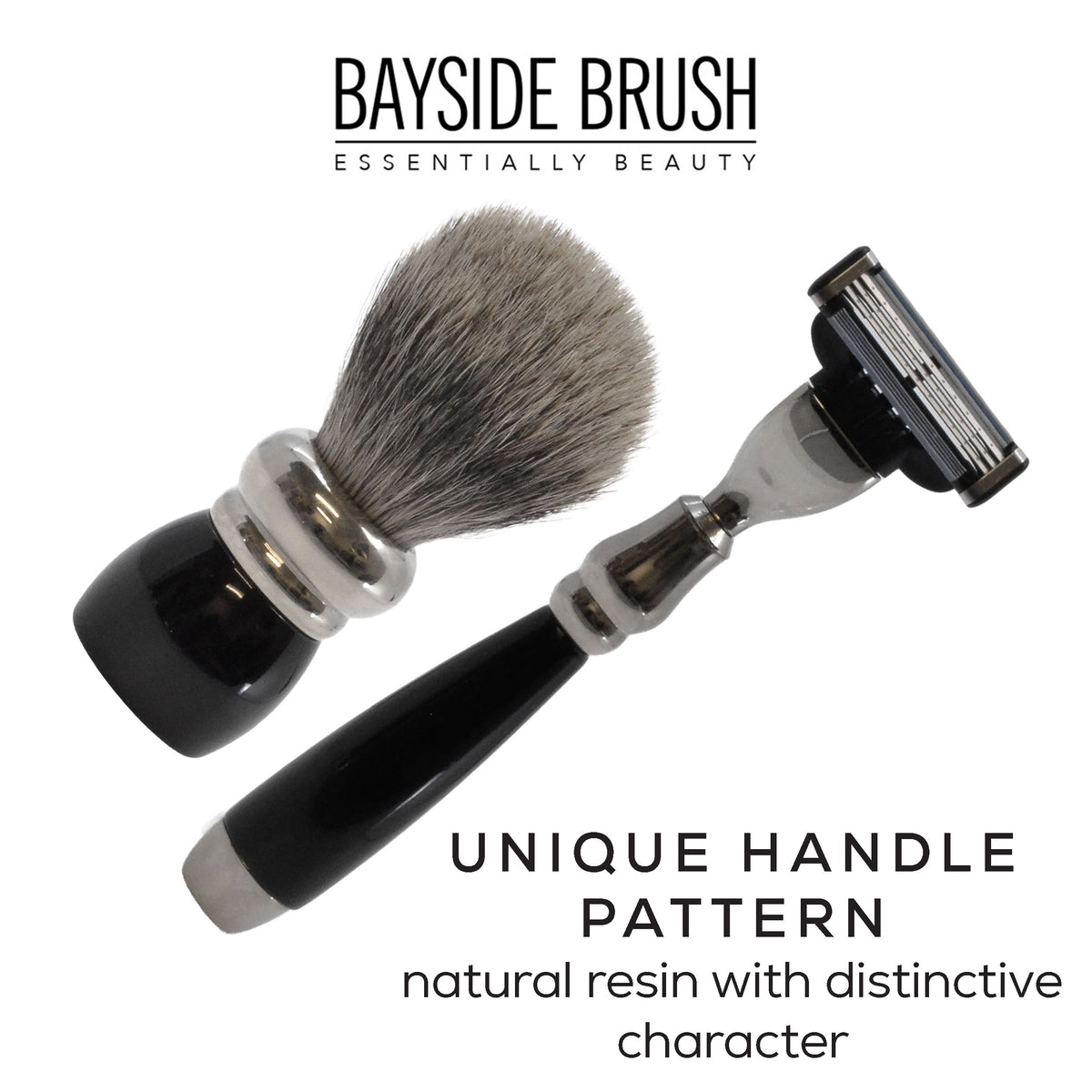 Italian Black Resin 3-Piece Shaving Set