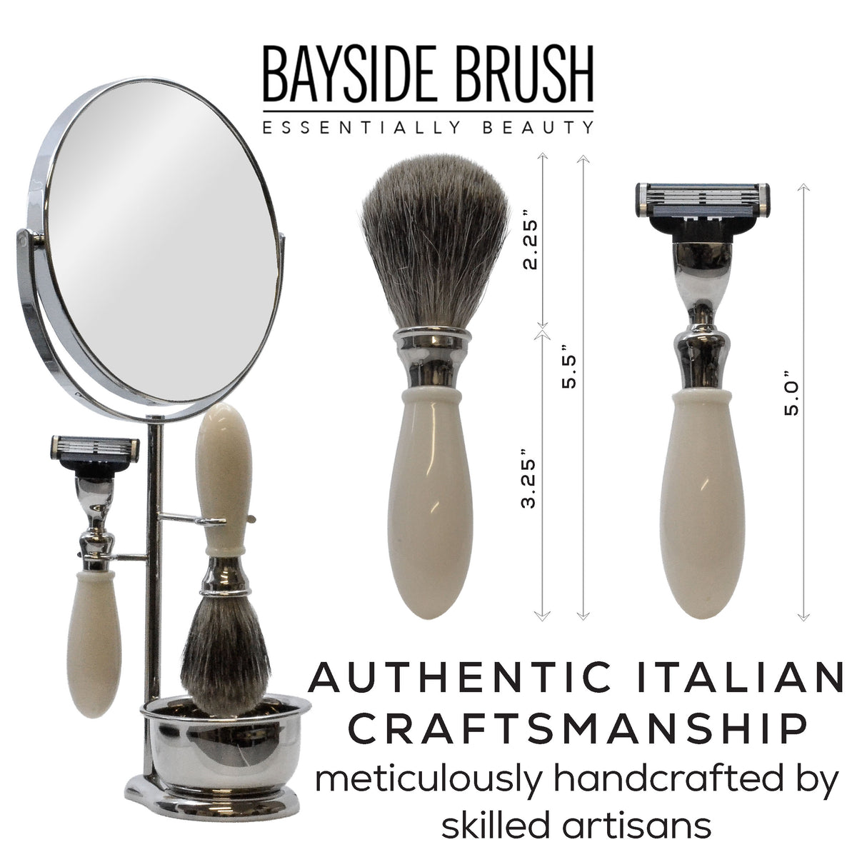 Italian Ivory Resin 3-Piece Shaving Set