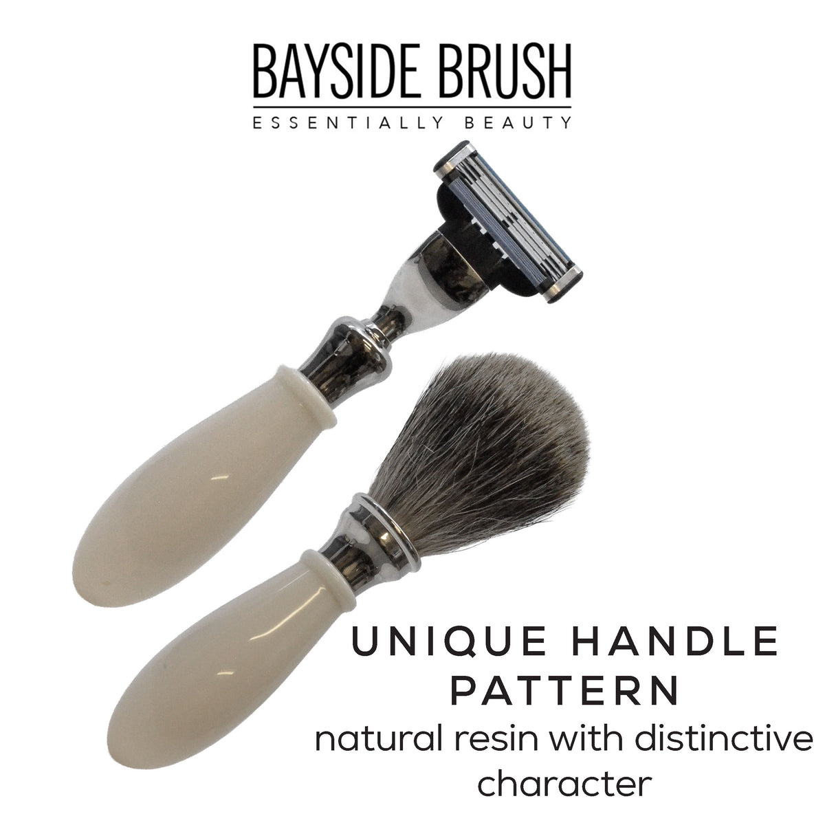 Italian Ivory Resin 3-Piece Shaving Set