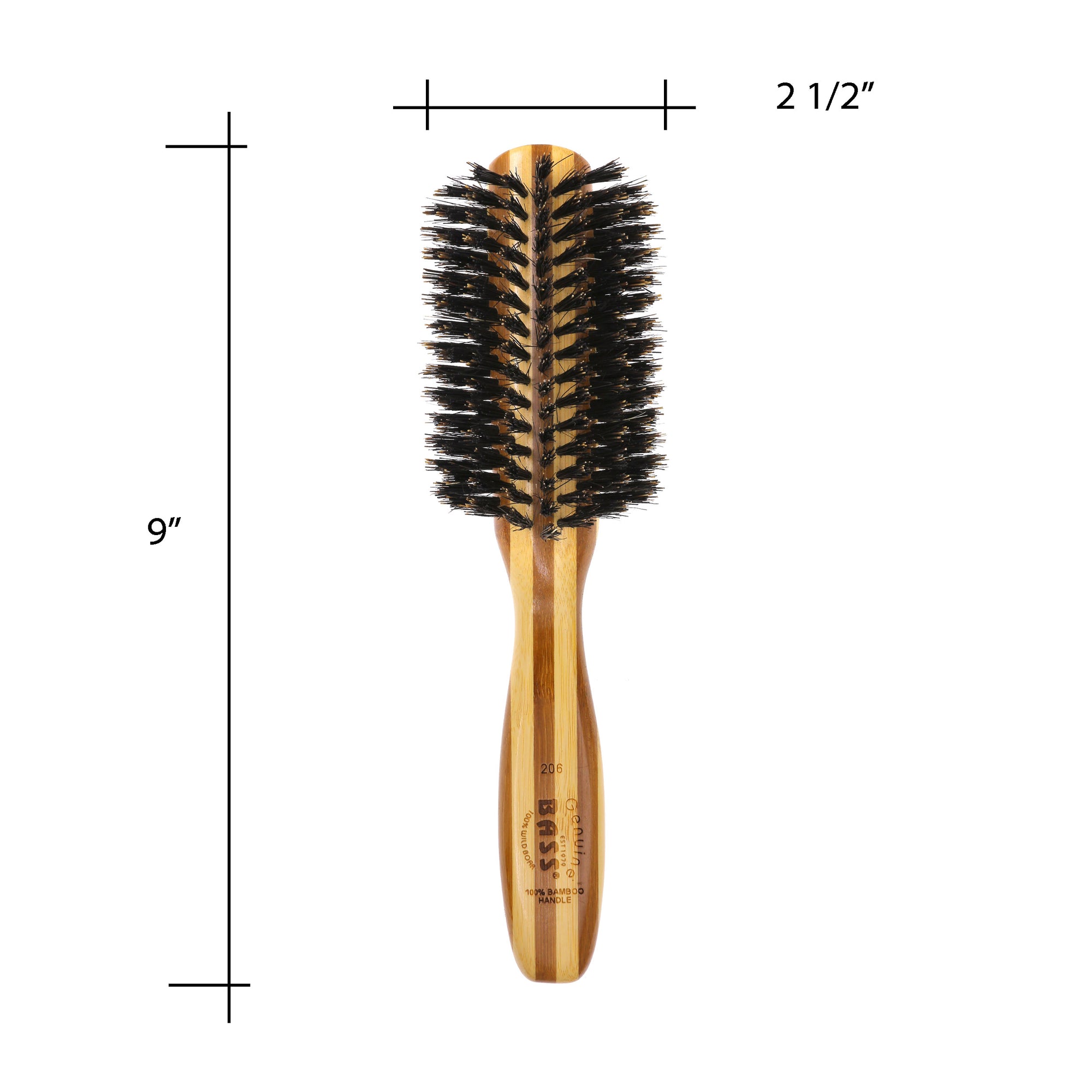 Half Round Hairbrush with Firm Natural Bristles