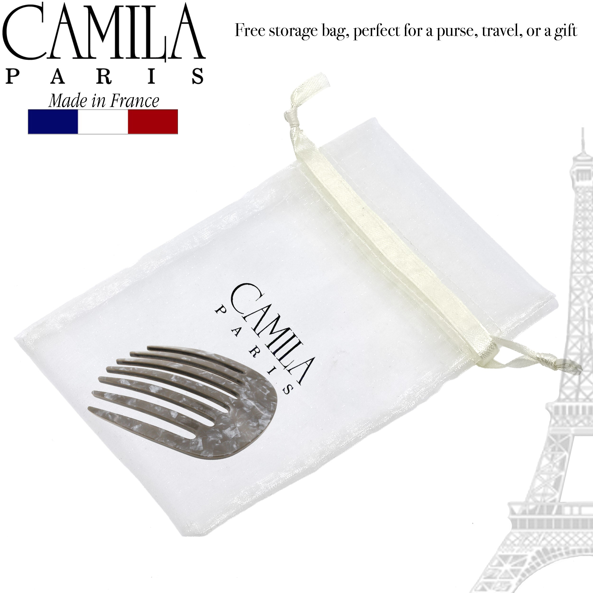 Camila Paris Small Decorative Round Hair Side Comb. Made in France