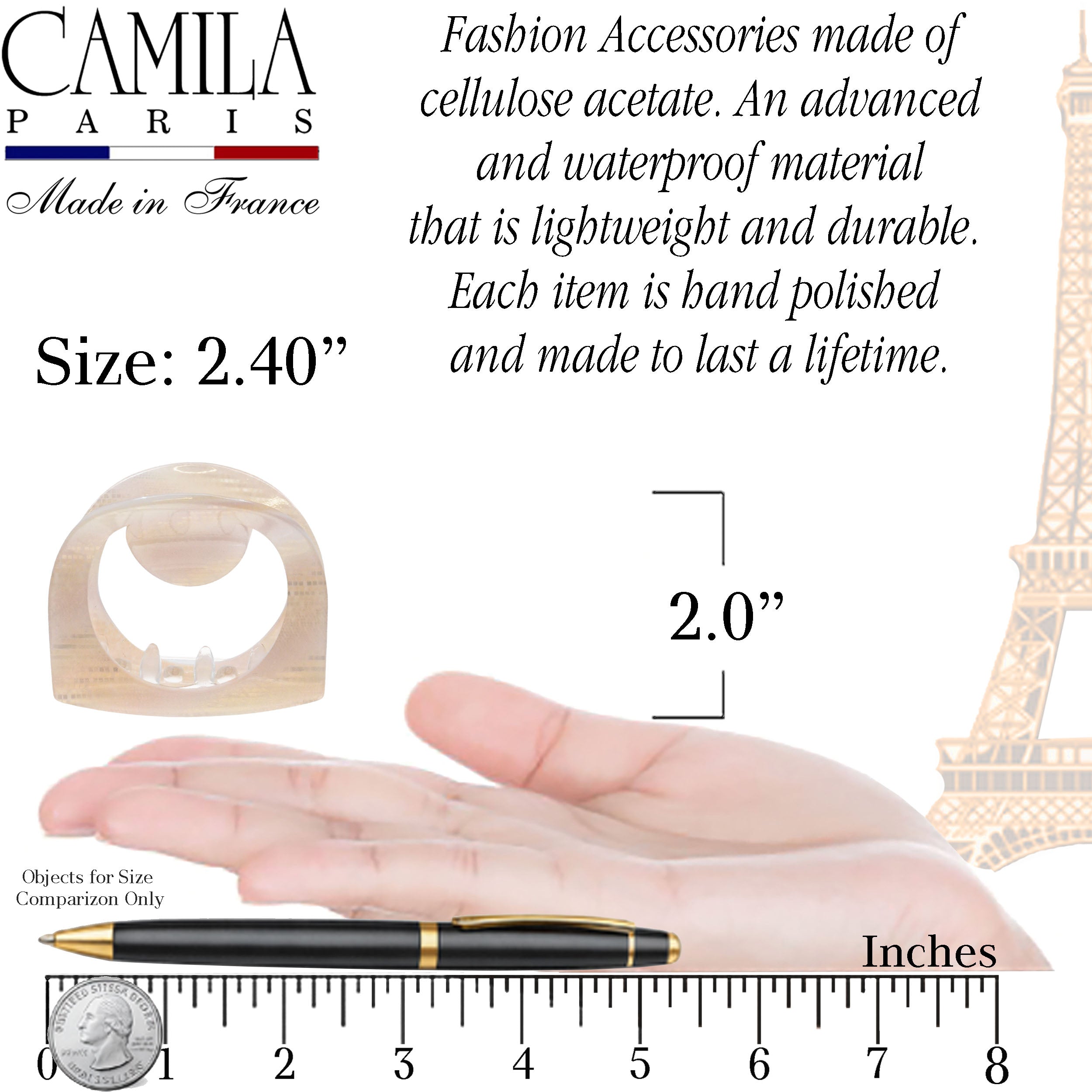 Camila Paris Handmade Medium Spring Cover Flat Tooth Hair Clip