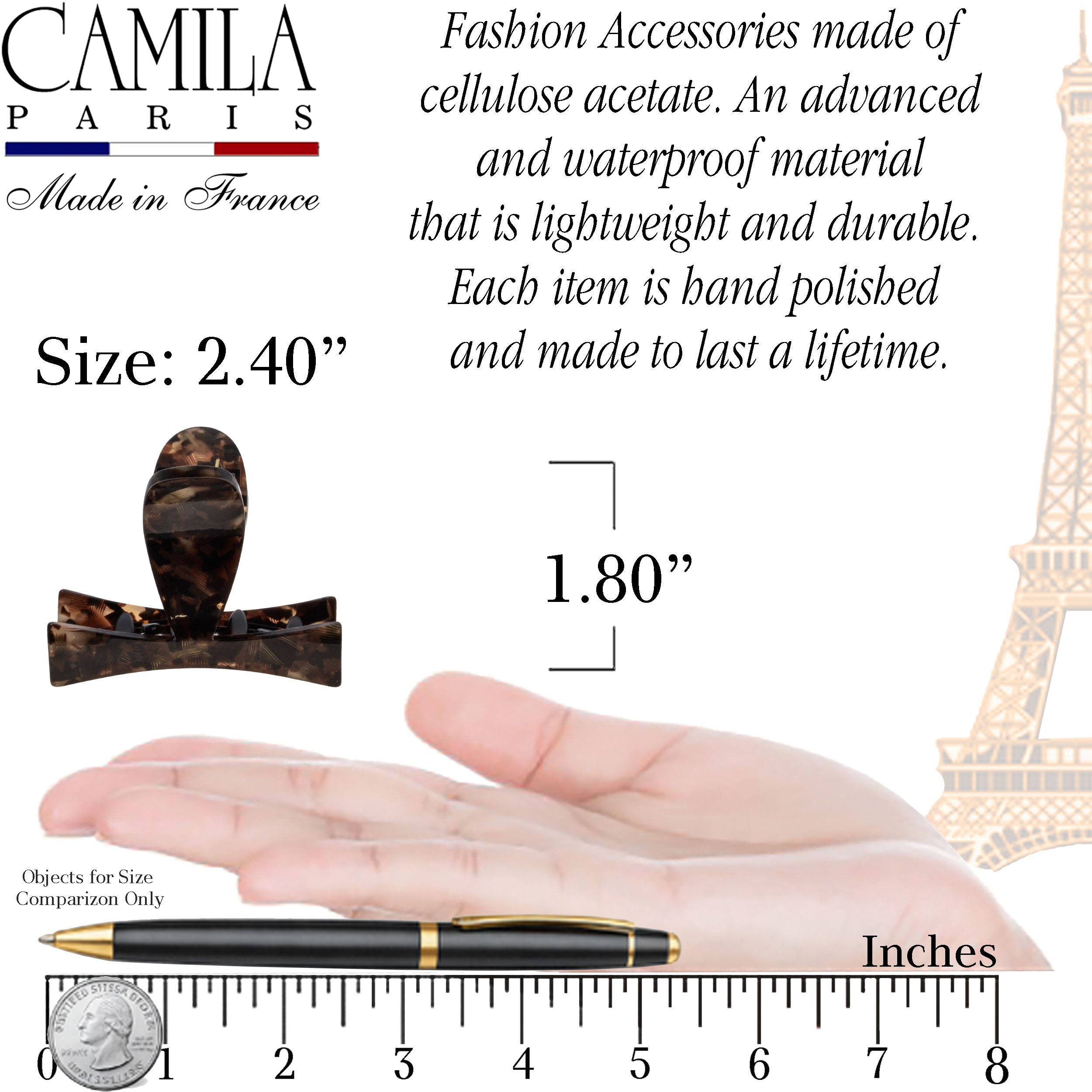 Camila Paris Handmade Medium Spring Cover Flat Tooth Hair Clip