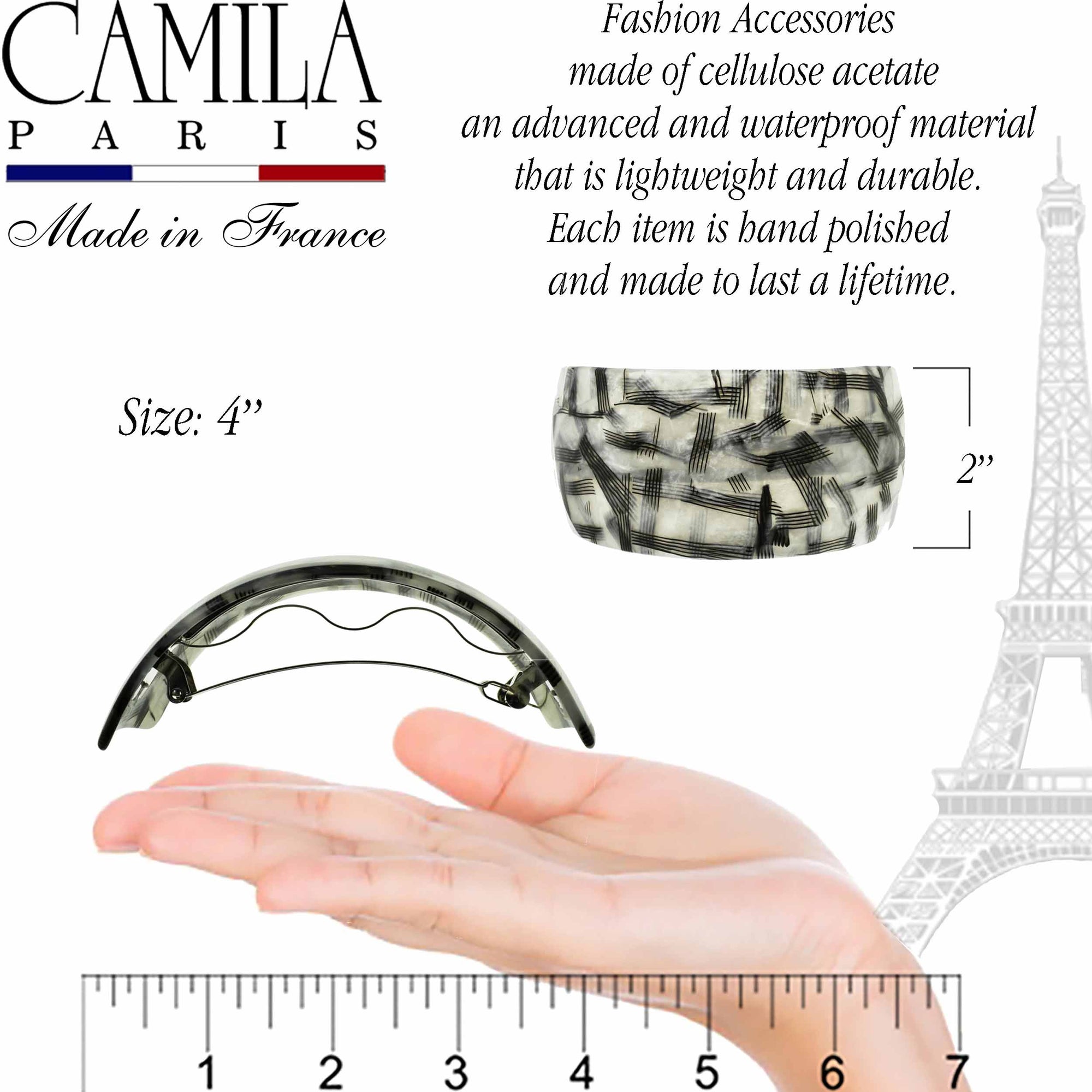 Camila Paris Handmade Barrette Rectangular Arc
