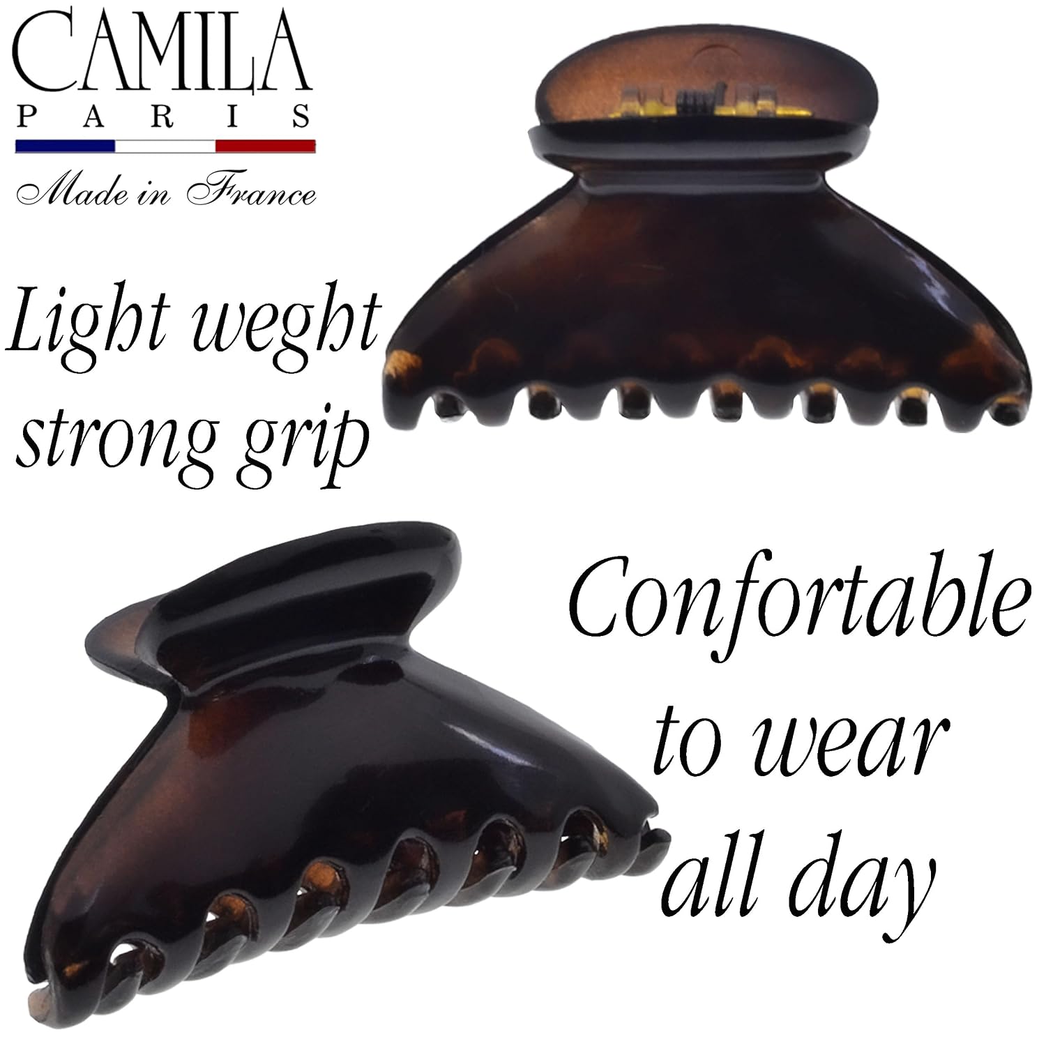 Camila Paris French Mini Jaw Claw Clip for Women, 1.5", Set of 2