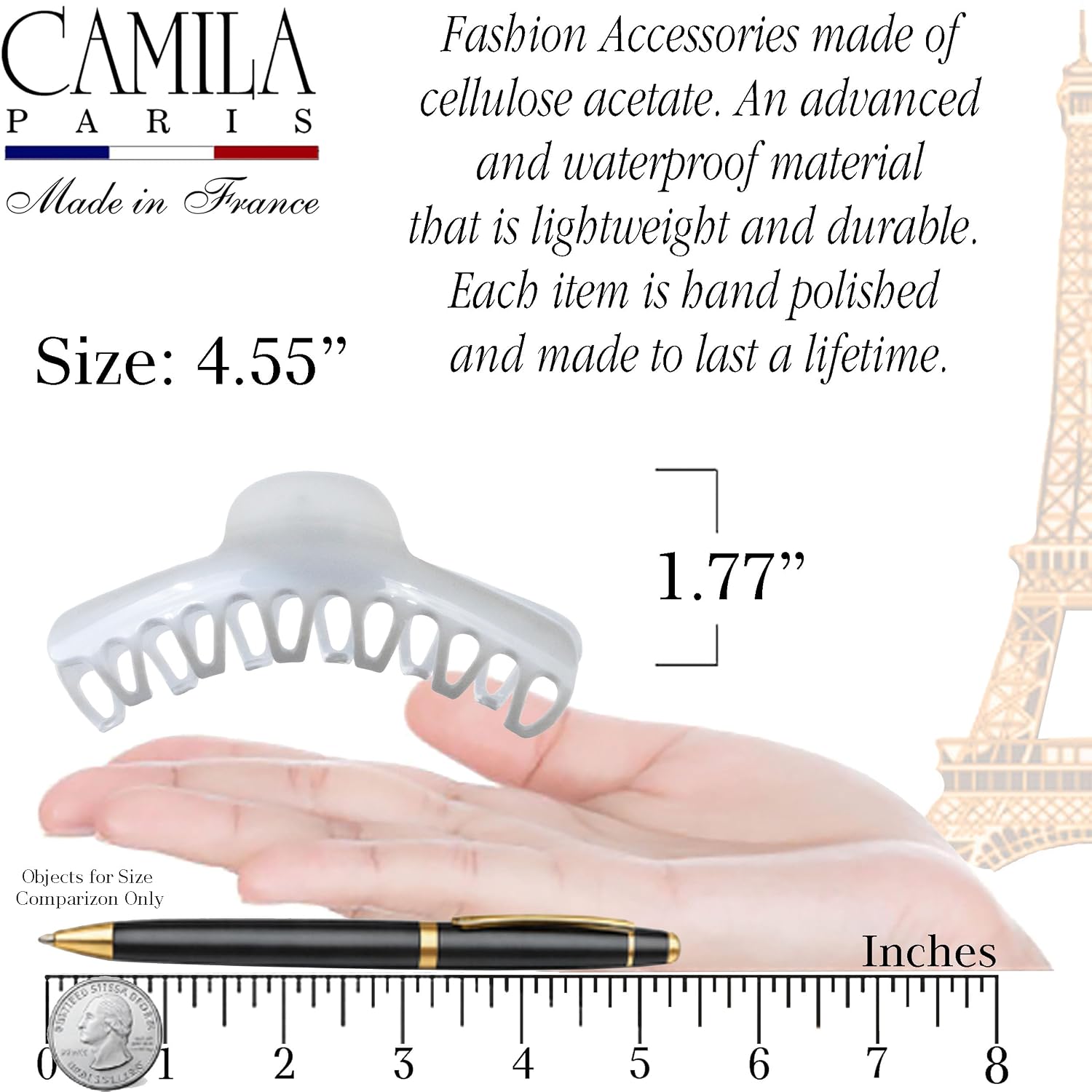 Camila Paris French Large Jaw Claw Clip for Women, 4.55"