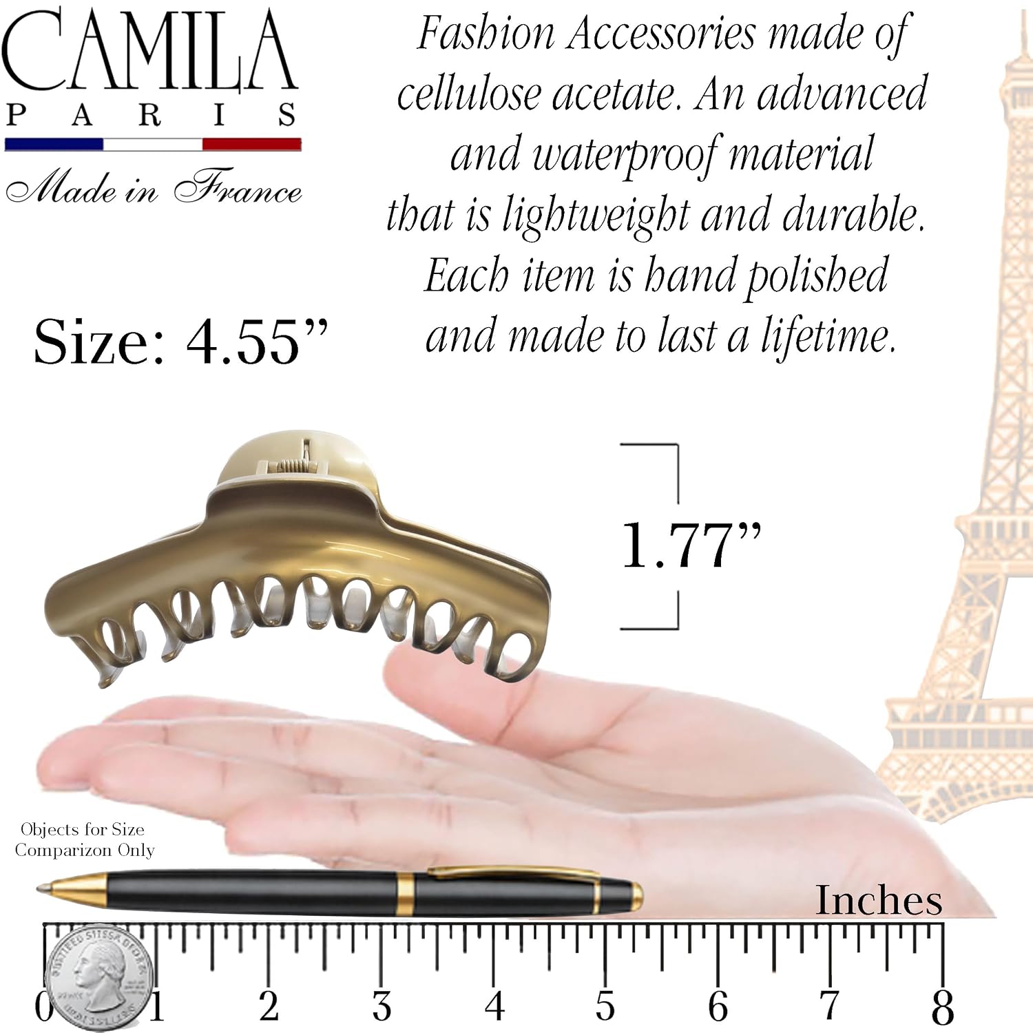 Camila Paris French Large Jaw Claw Clip for Women, 4.55"