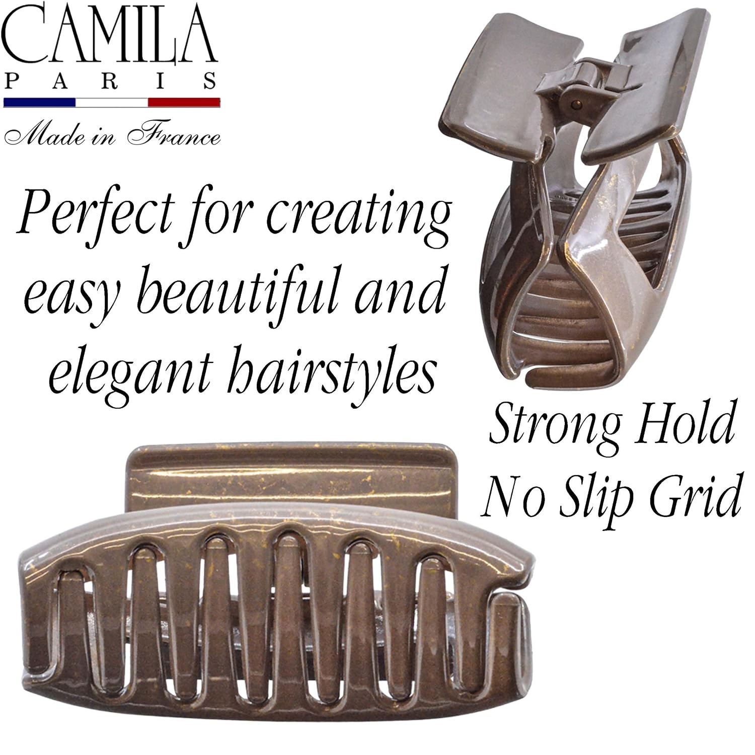 French Square Open-Center Claw Clip for Women 3.34"