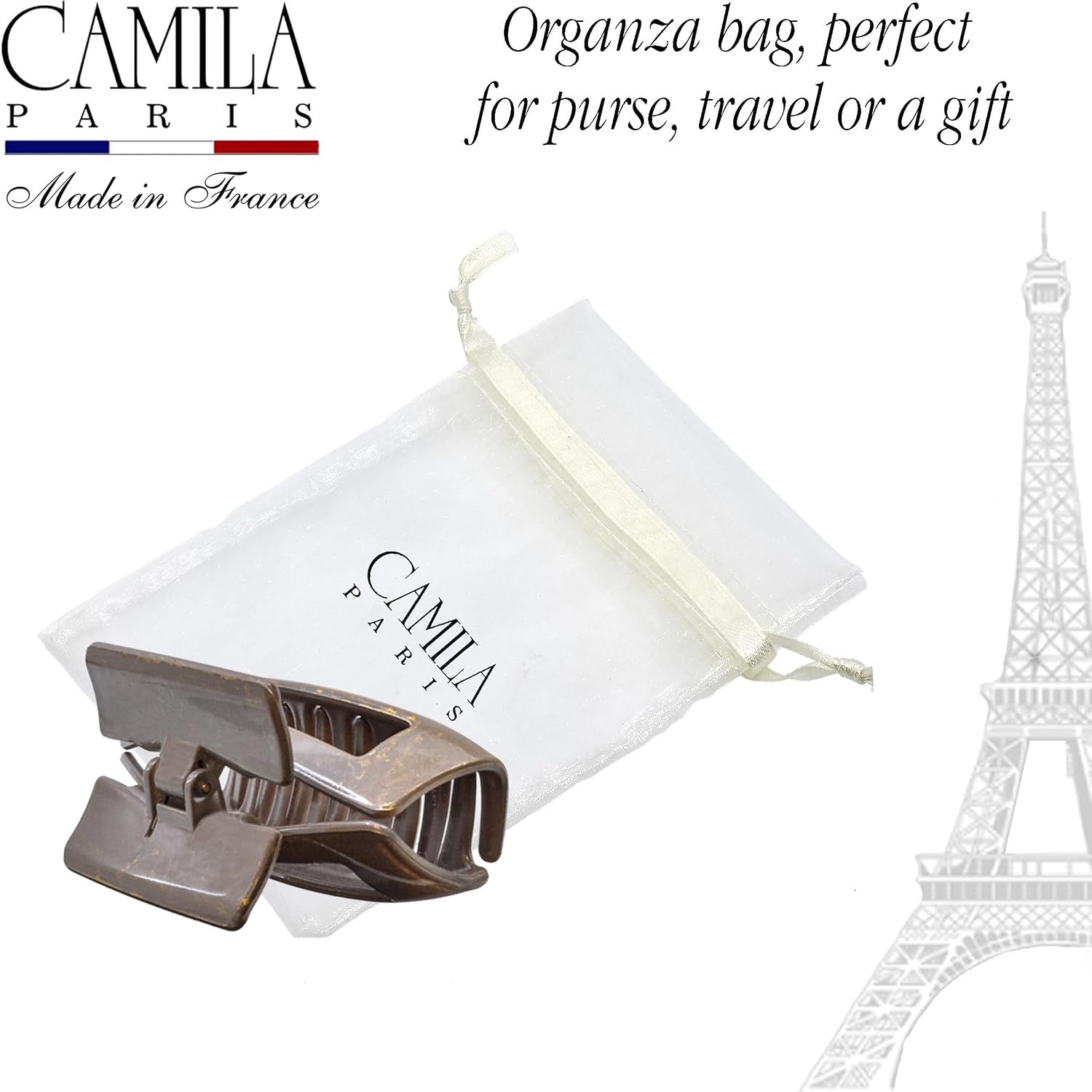 French Square Open-Center Claw Clip for Women 3.34"