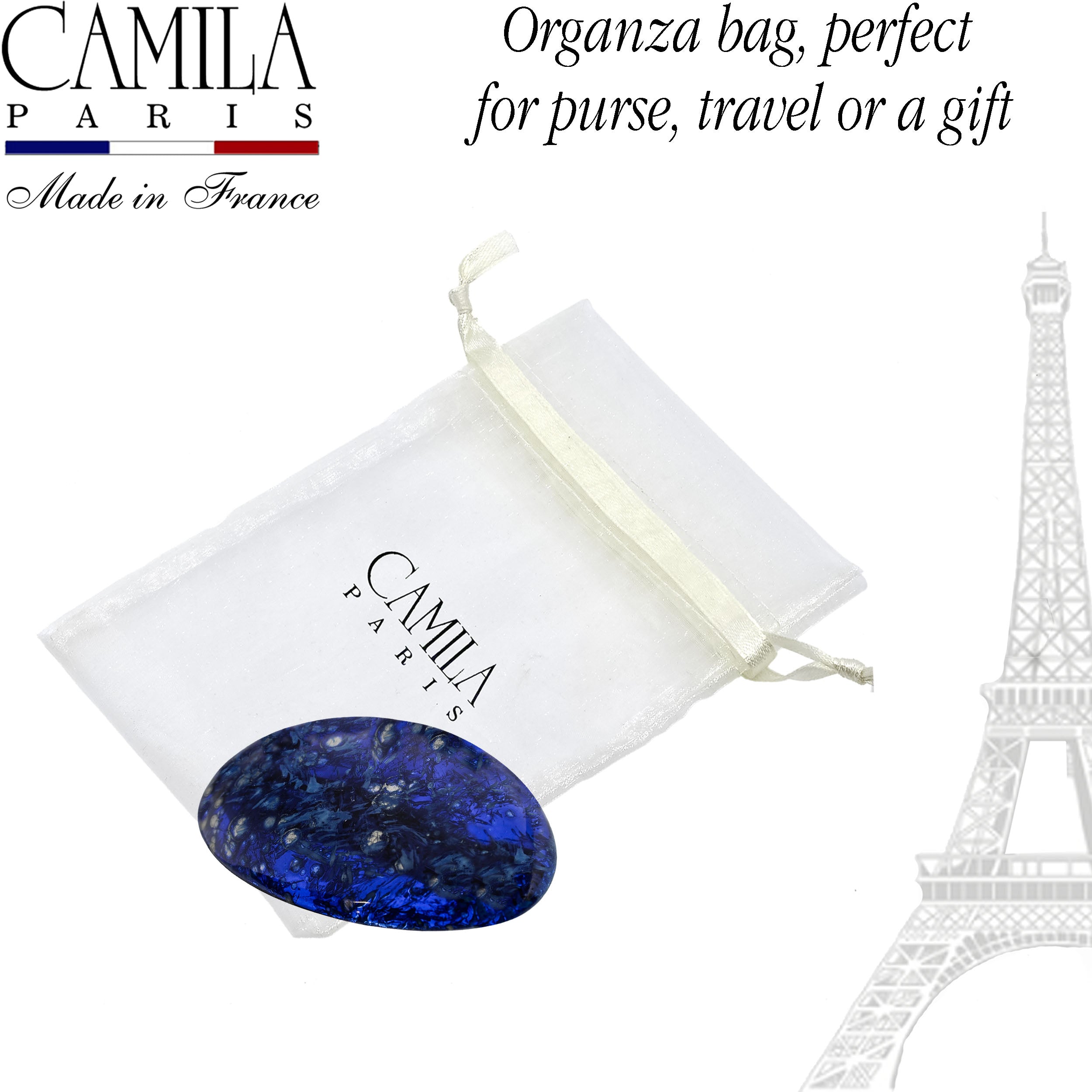 Hand Painted Rubberized Grip Oval Barrette - Émilie