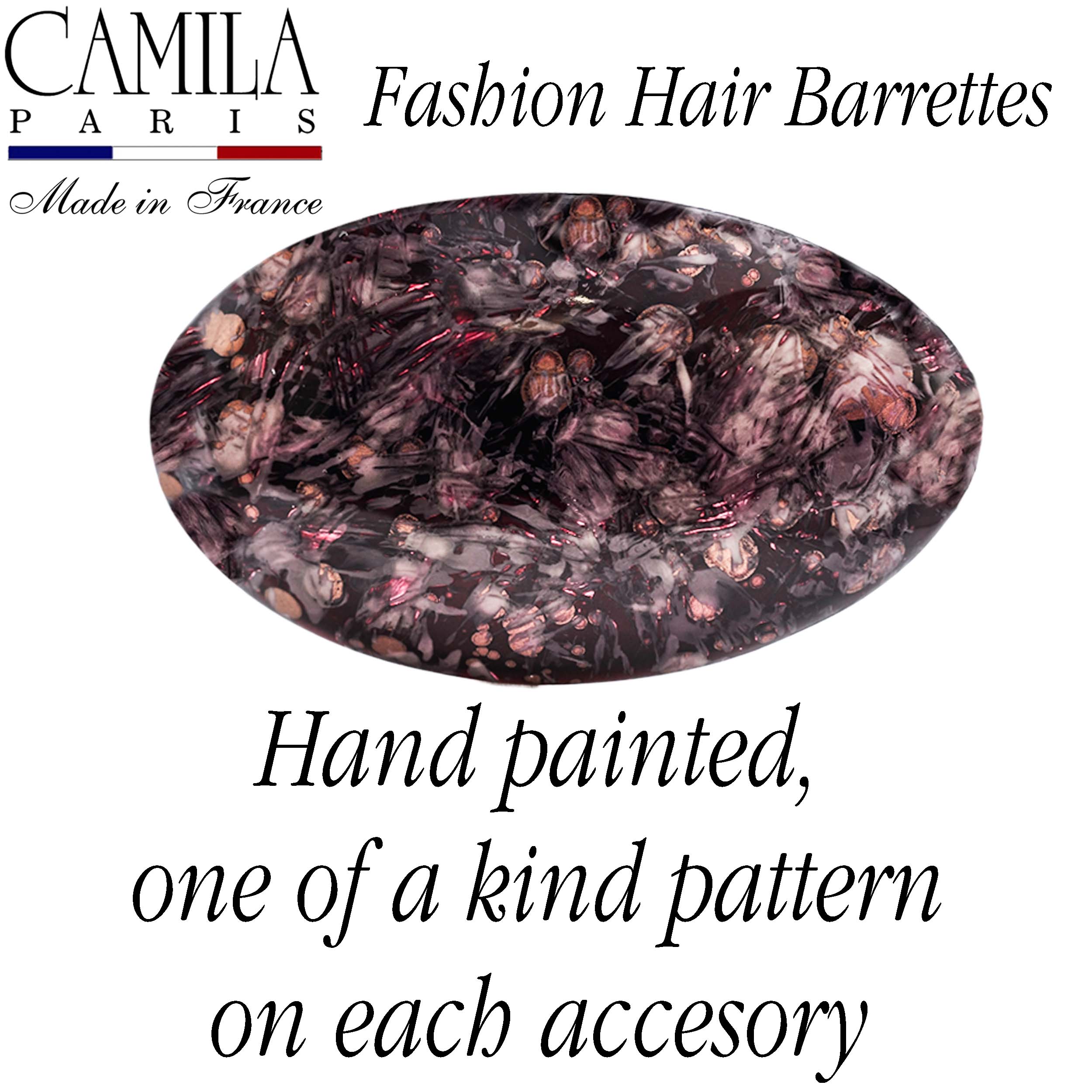 Hand Painted Rubberized Grip Oval Barrette - Émilie