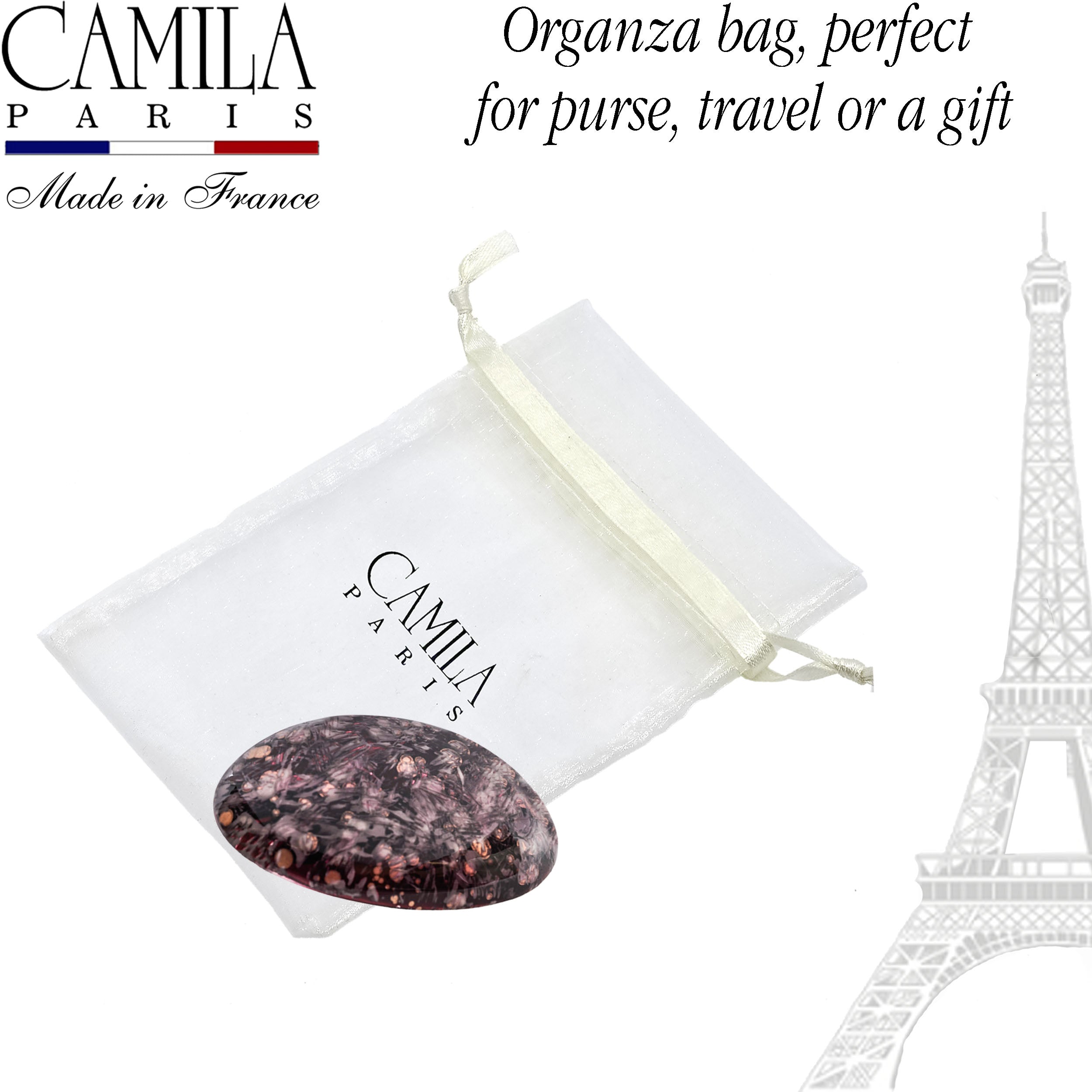 Hand Painted Rubberized Grip Oval Barrette - Émilie