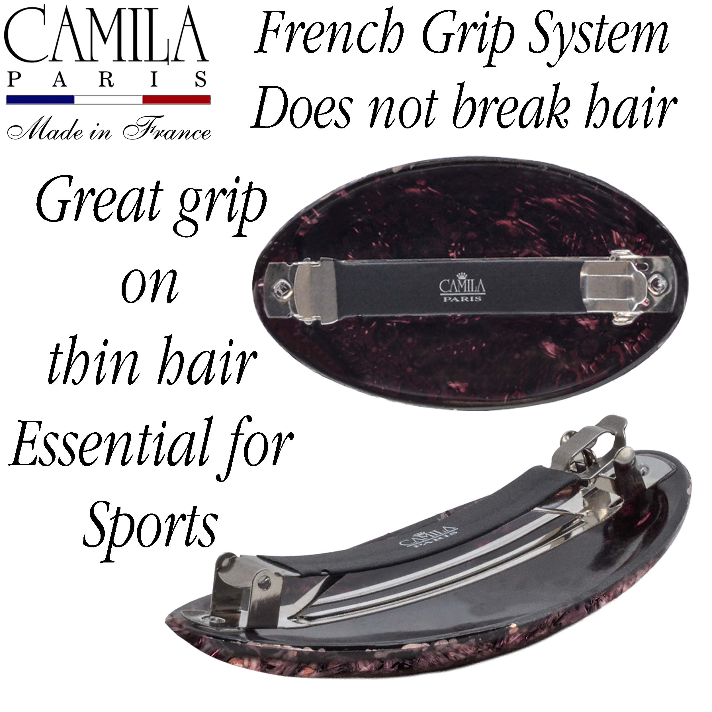 Hand Painted Rubberized Grip Oval Barrette - Émilie