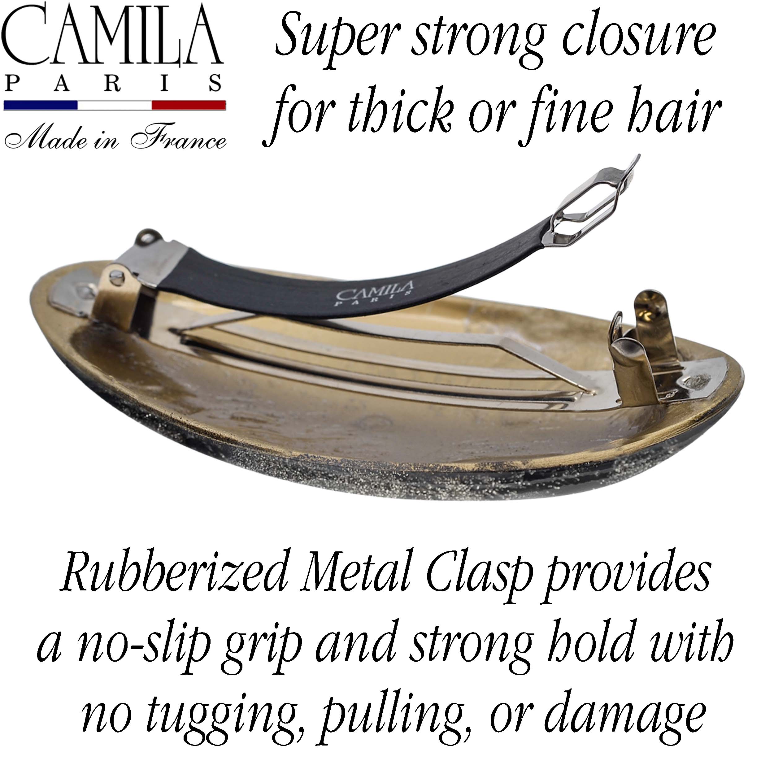 Hand Painted Rubberized Grip Oval Barrette - Émilie