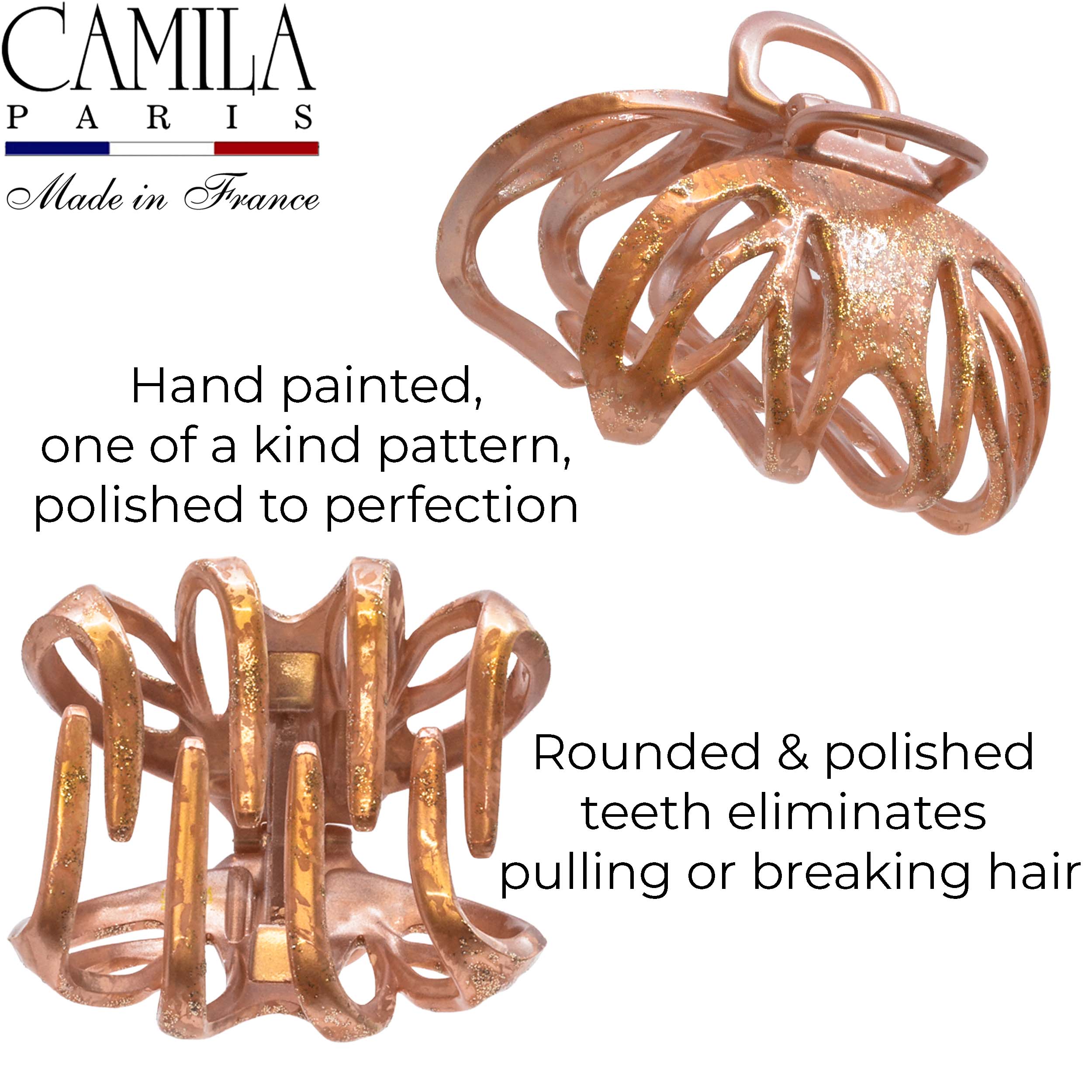 Hand Painted Grip Link Volume Hair Clip - Grenouille