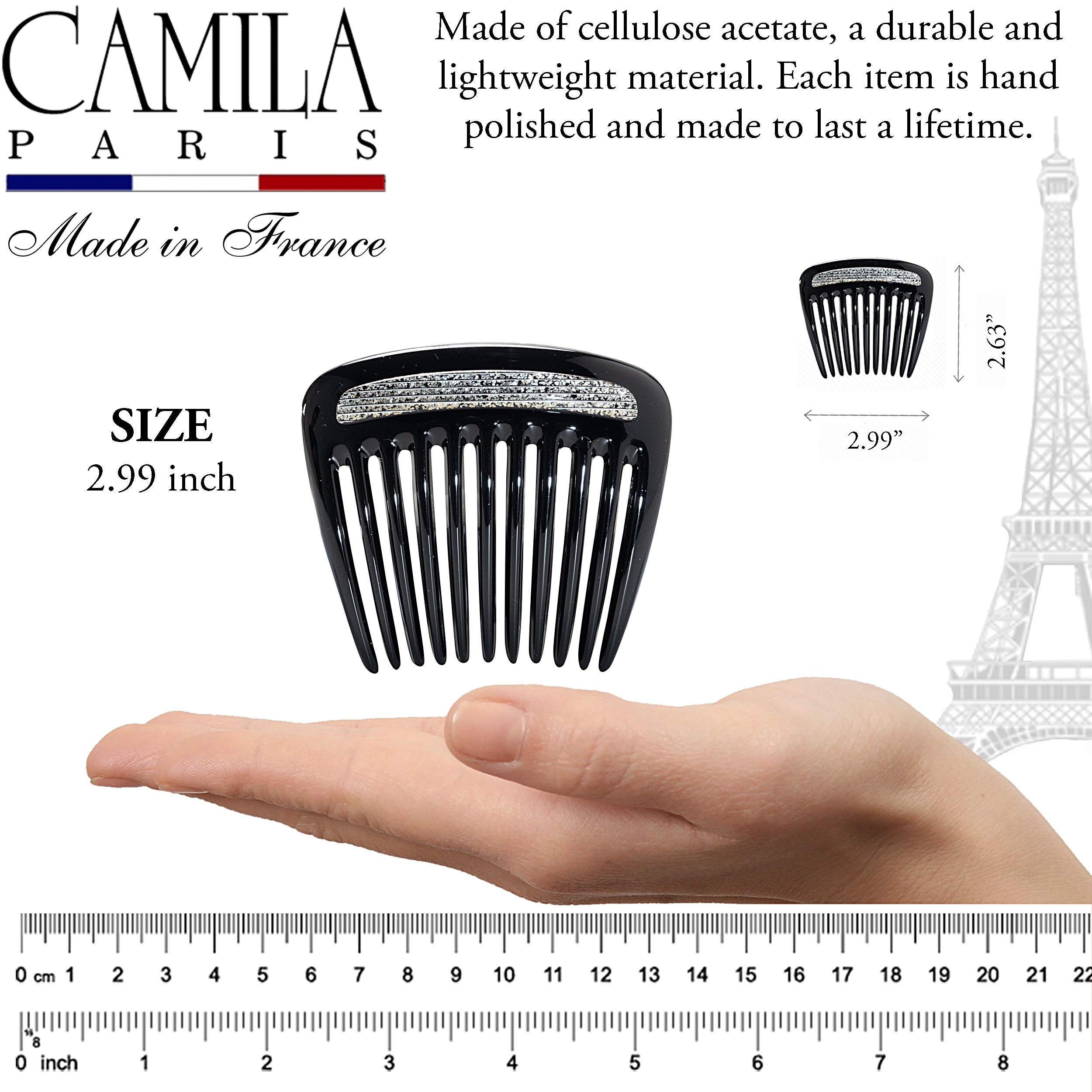 Camila Paris Hair Side Comb Charlotte Small Decorative Made in France