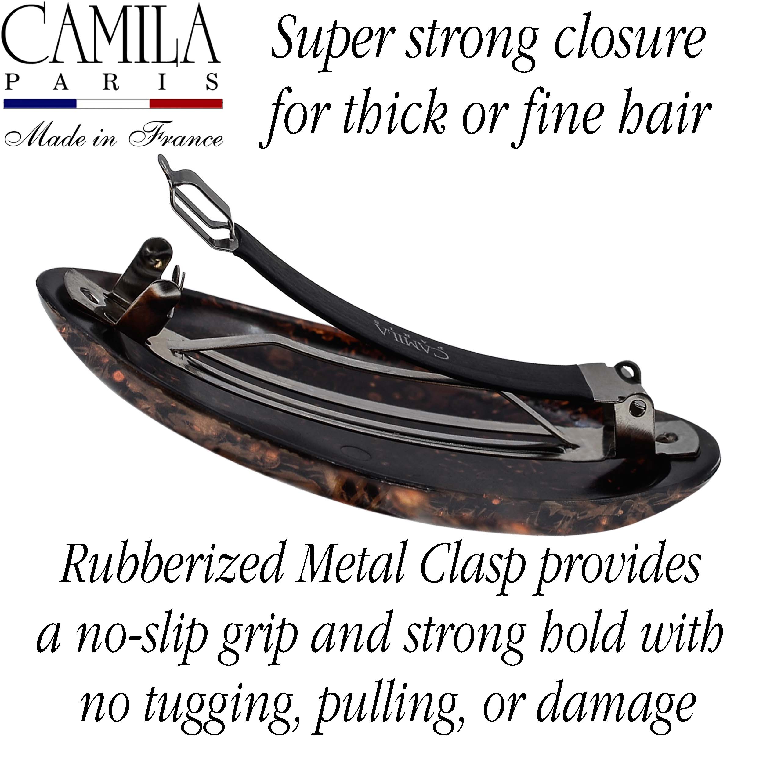 Hand Painted Rubberized Grip Oval Barrette - Émilie