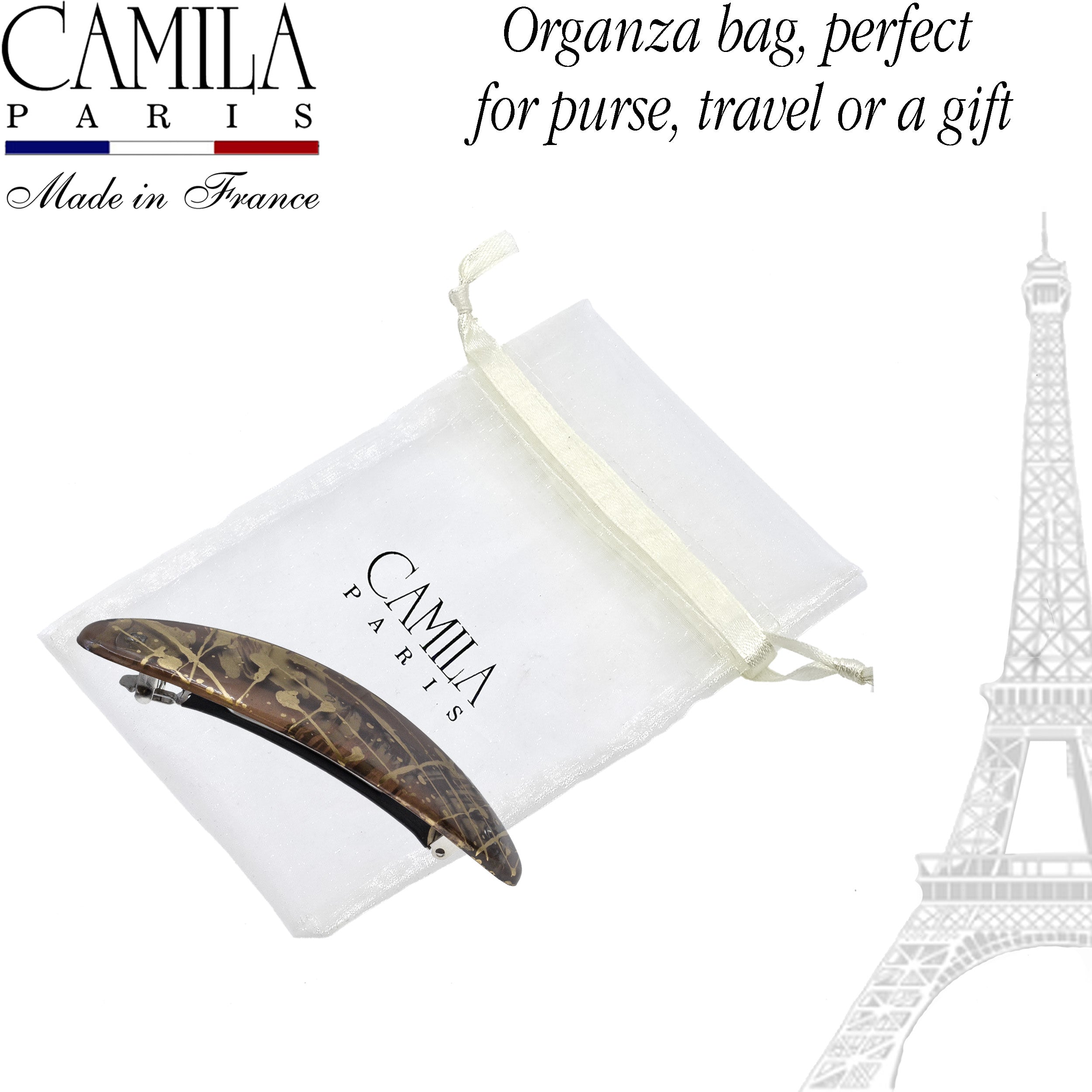 Large Hand Painted Rubberized Grip Barrette - Paon