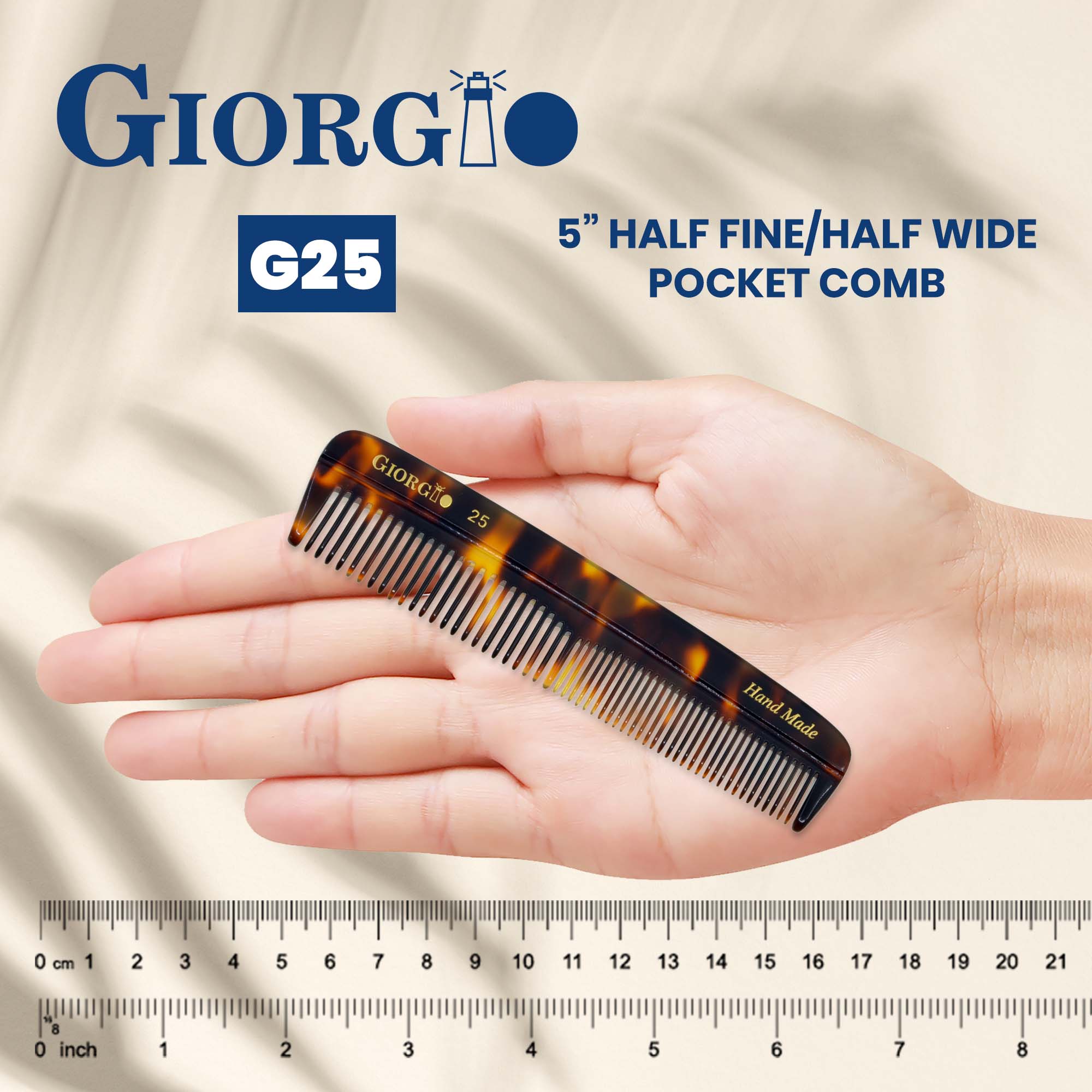 5.1" Handmade Fine and Wide Tooth Pocket Dressing Comb