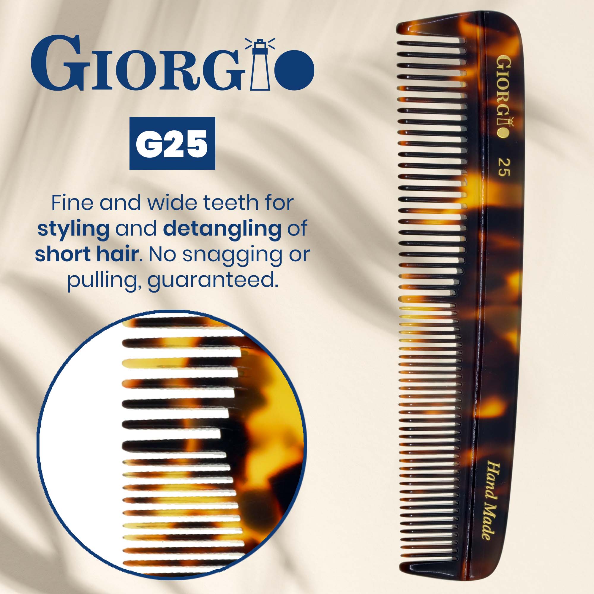 5.1" Handmade Fine and Wide Tooth Pocket Dressing Comb