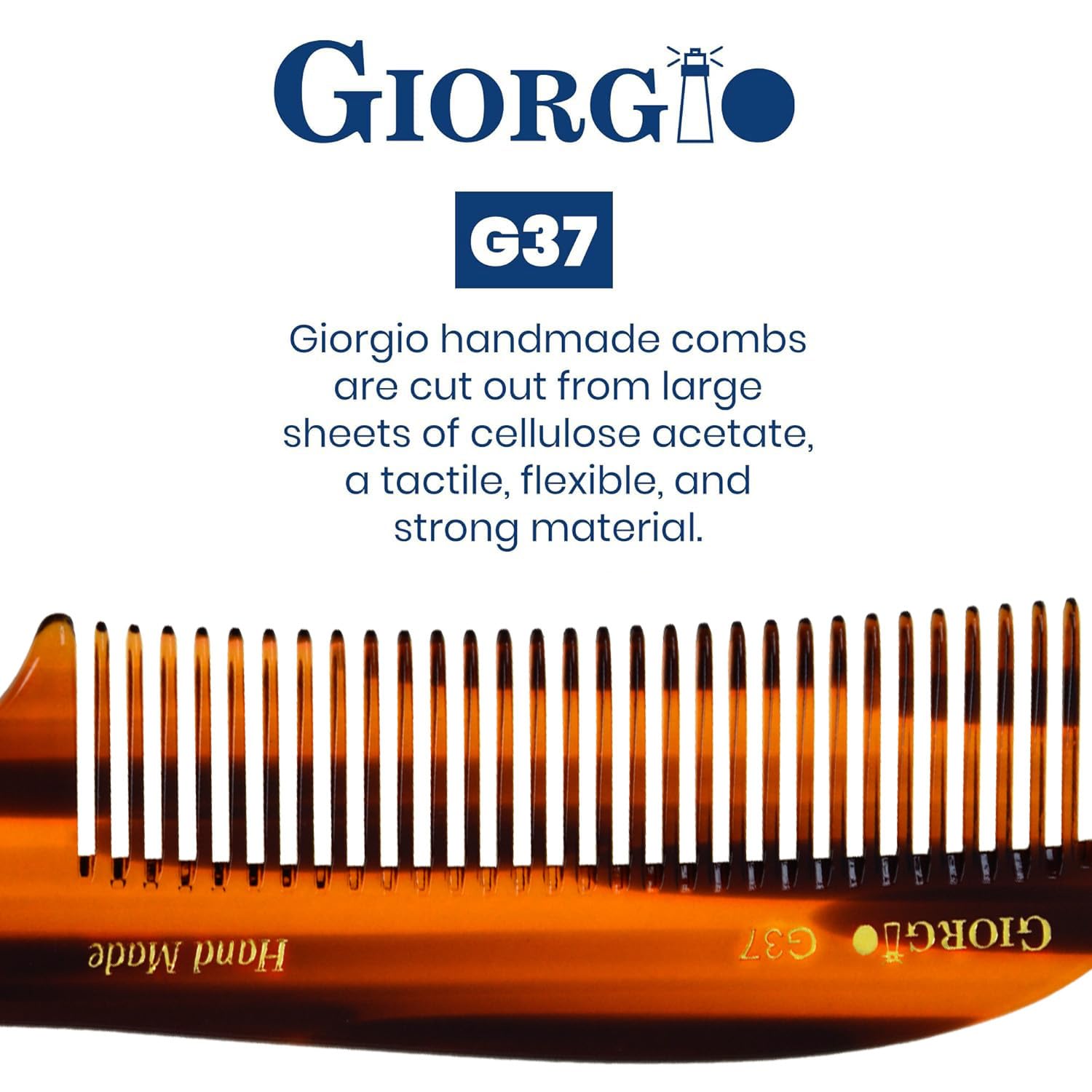 7.75" Handmade Wide Tooth Detangling Comb with Handle