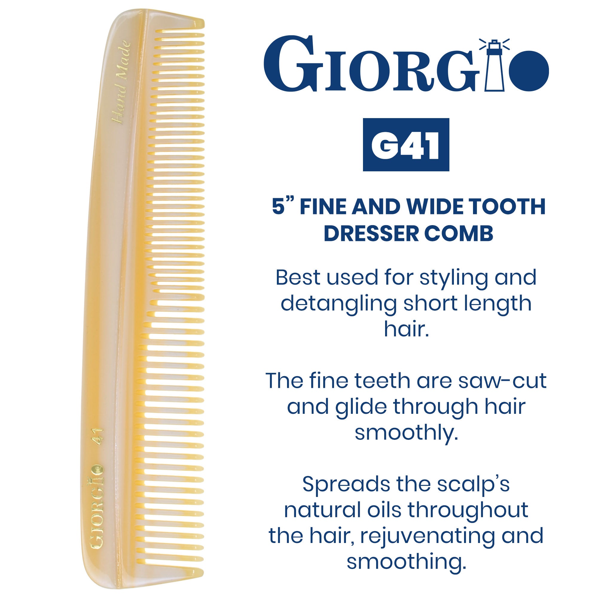 5.1" Handmade Fine and Wide Tooth Pocket Dressing Comb